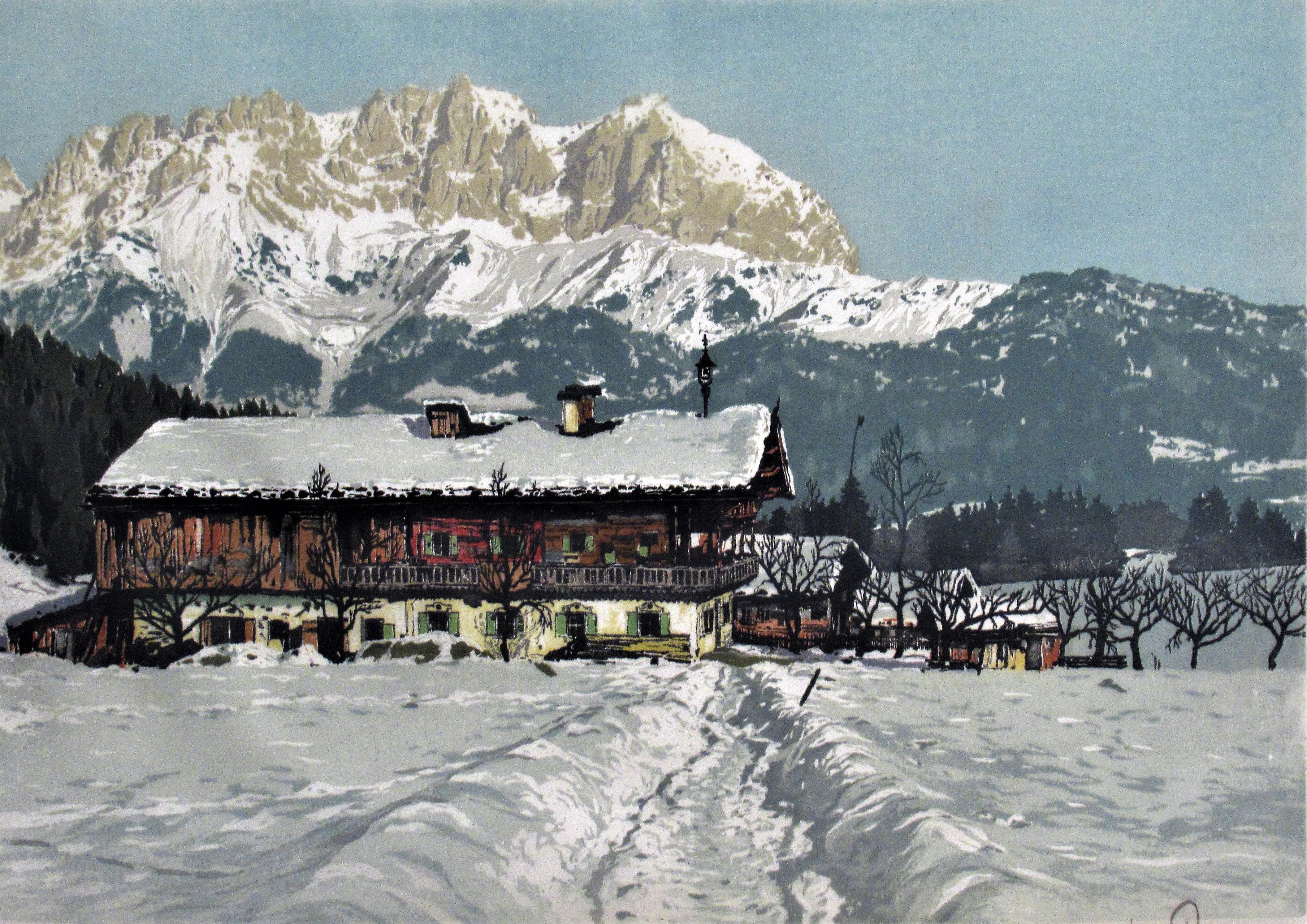 Hans Figura Landscape Print - Peak of Wilder Kaiser, Kitzbuhelhom, Tyrol Alps