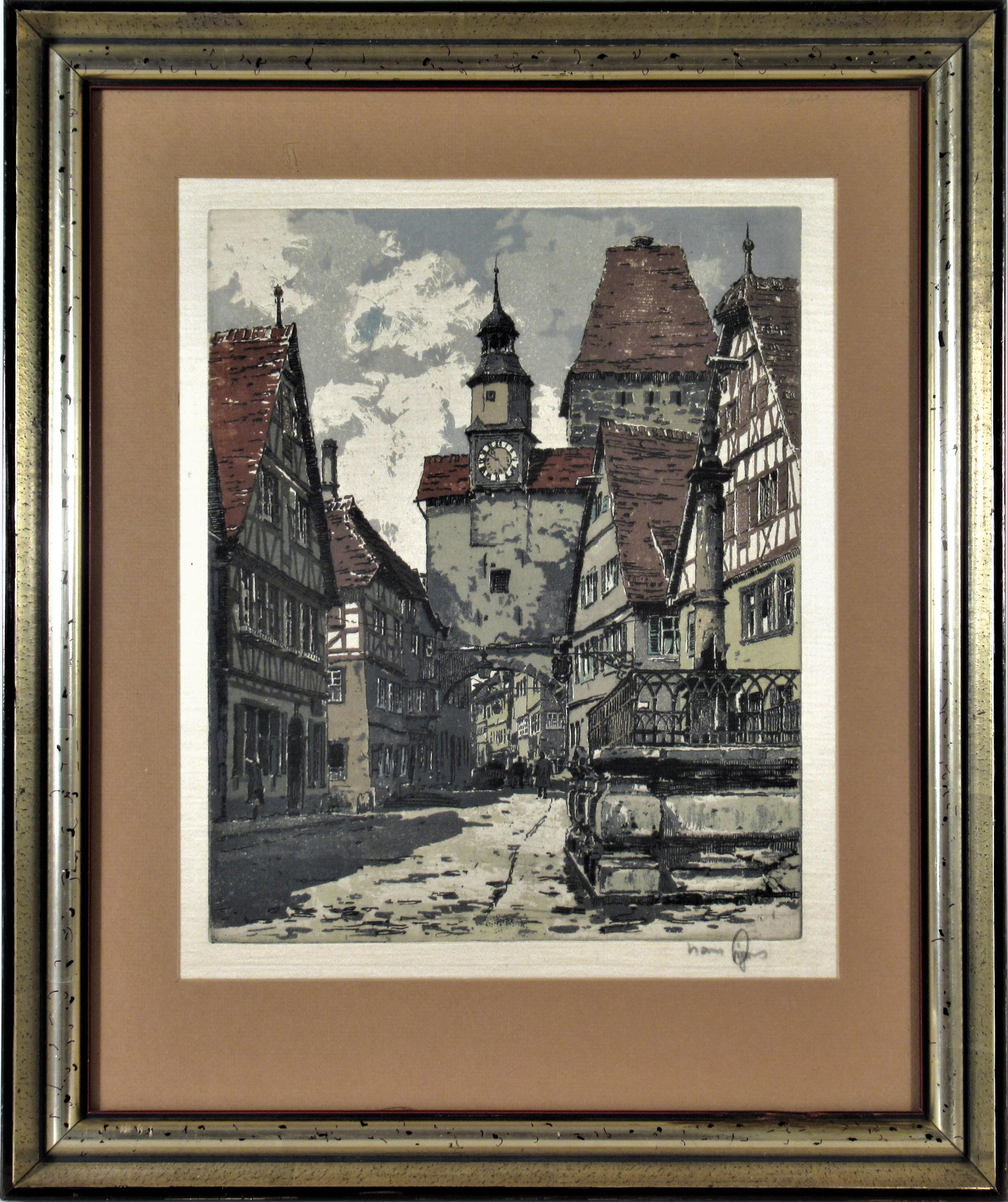 Hans Figura Figurative Print – Rothenburg, Deutschland