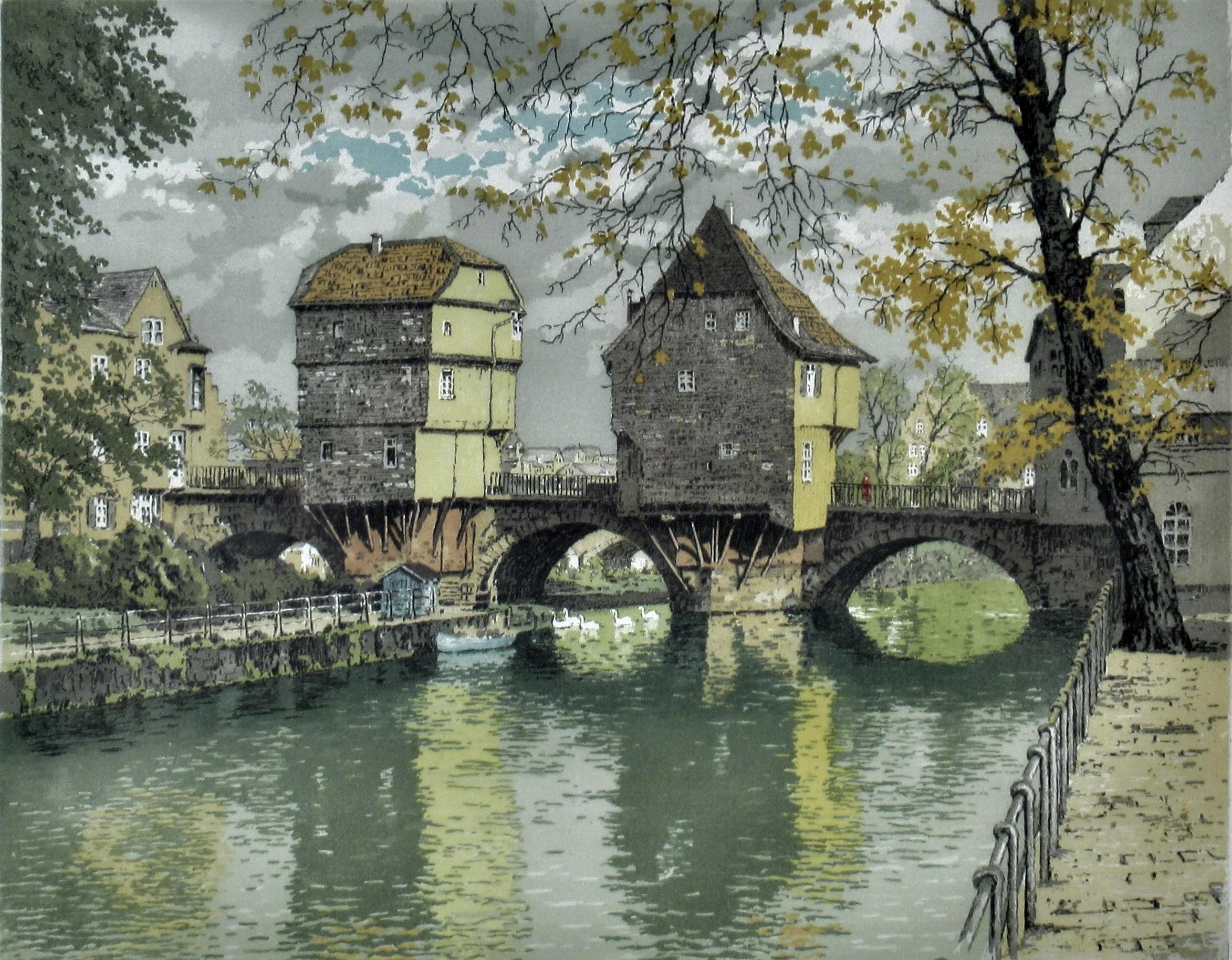 The Bridge House - Print by Hans Figura
