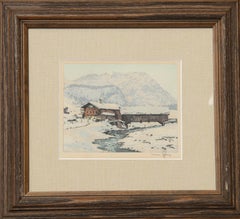 Winter Landscape, Impressionist Etching by Hans Figura