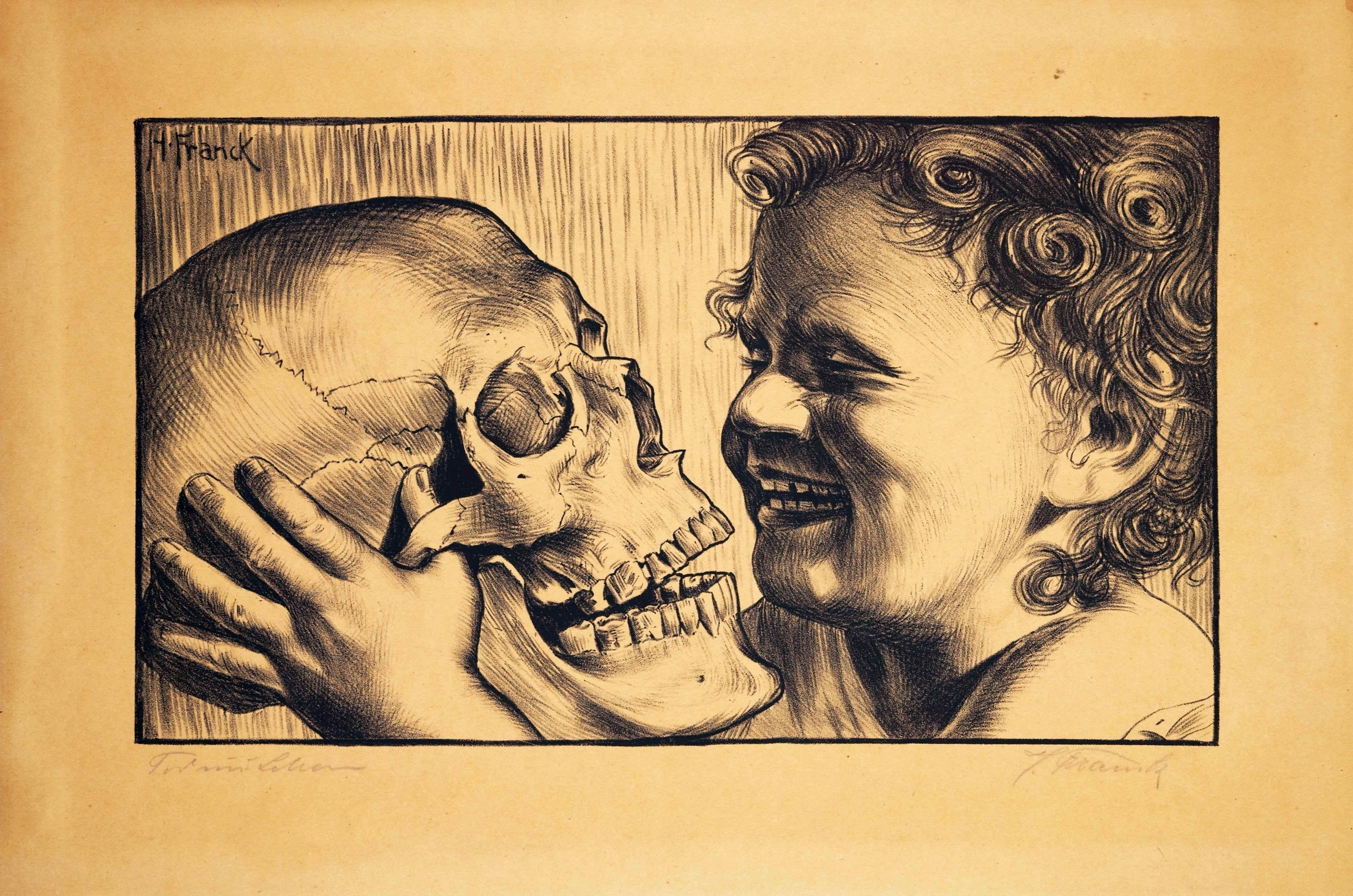 La morte e la vita / - Uniti nella risata - - Print Jugendstil di Hans Frank
