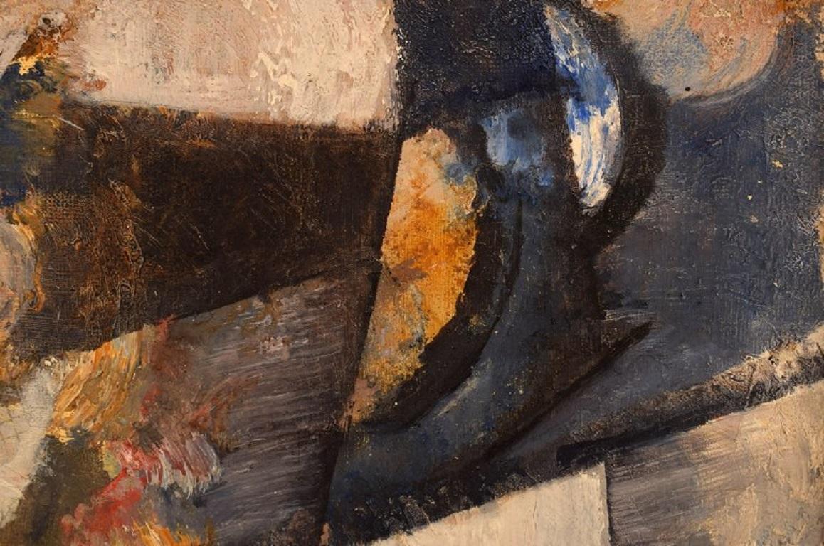 Moderne Hans Fritzdorf, artiste suédois répertorié, huile sur toile, composition abstraite en vente