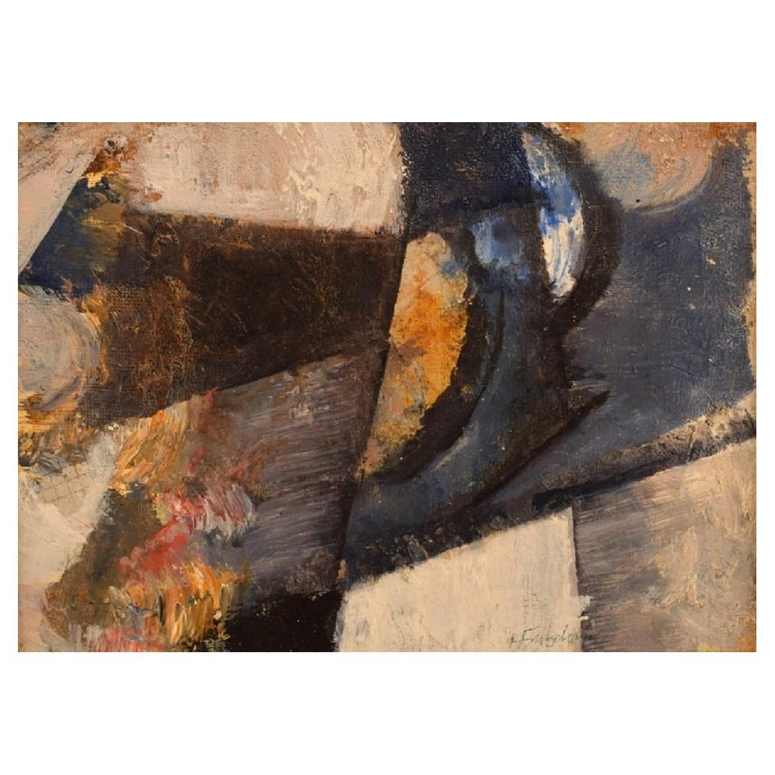 Hans Fritzdorf, Listed Swedish Artist, Oil on Canvas, Abstract Composition For Sale