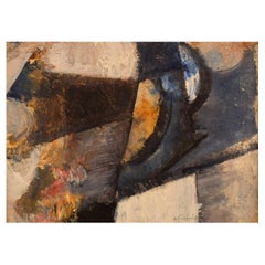 Hans Fritzdorf, artiste suédois répertorié, huile sur toile, composition abstraite