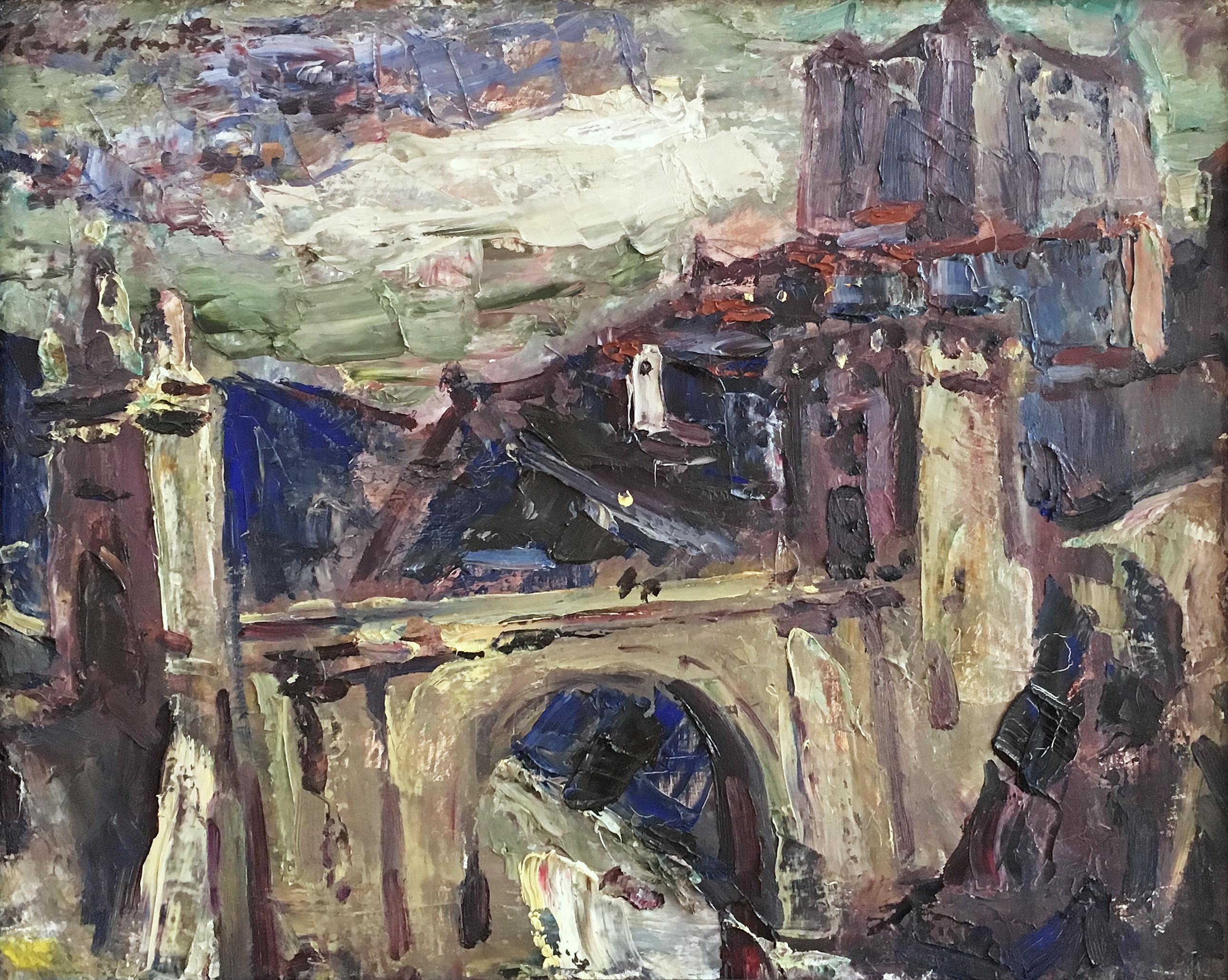 Landscape Painting di Hans Fronius - Toledo, Ponte di Alcantara