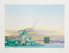 Paesaggio distrutto, litografia offset surrealista di Hans Georg RAUCH