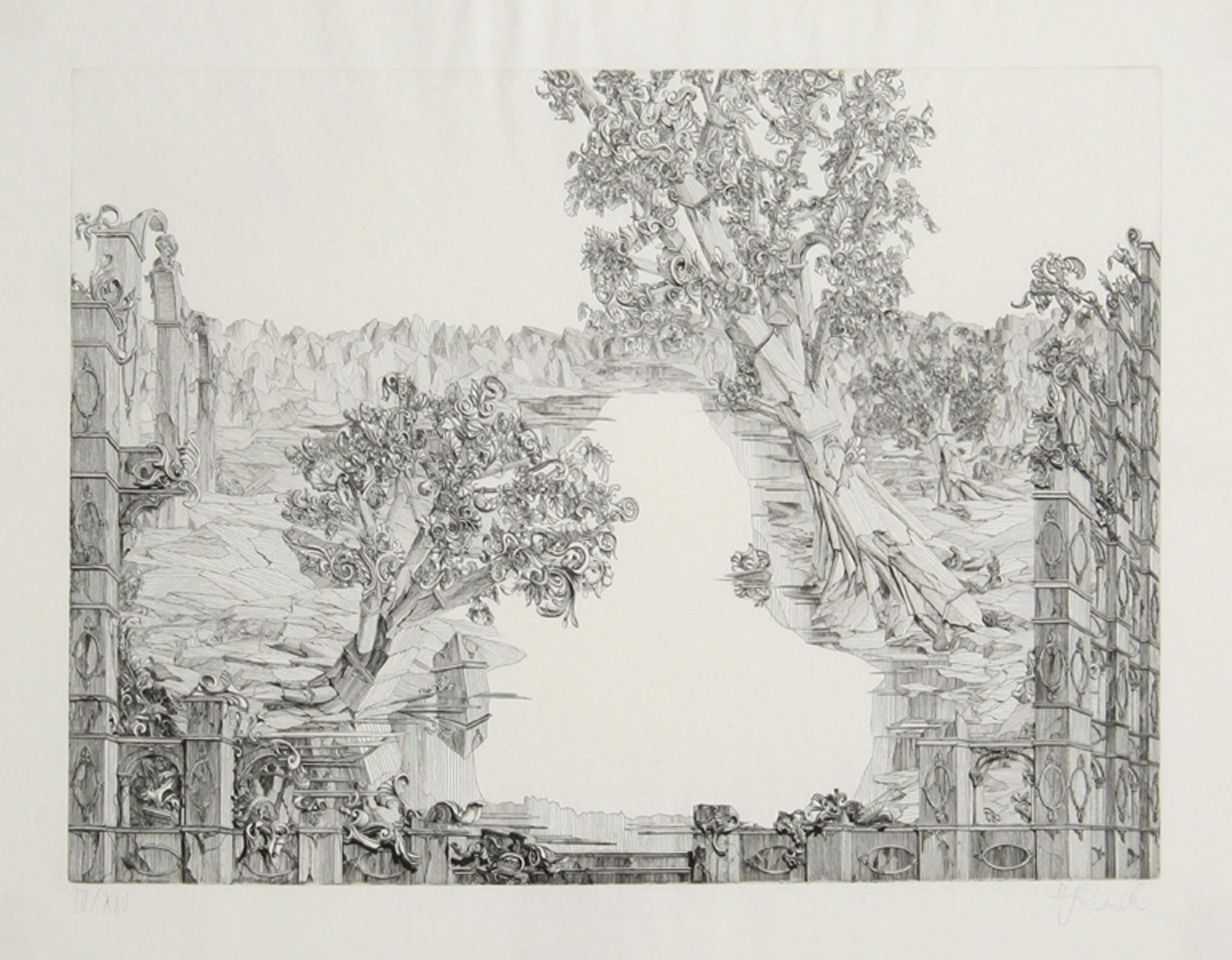 Happy Apocalypse #5, Surrealist Aquatint Etching by Hans-Georg Rauch
