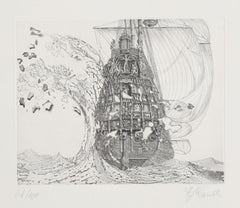 Le Petit Vague, acquaforte surrealista all'acquatinta di Hans Georg RAUCH