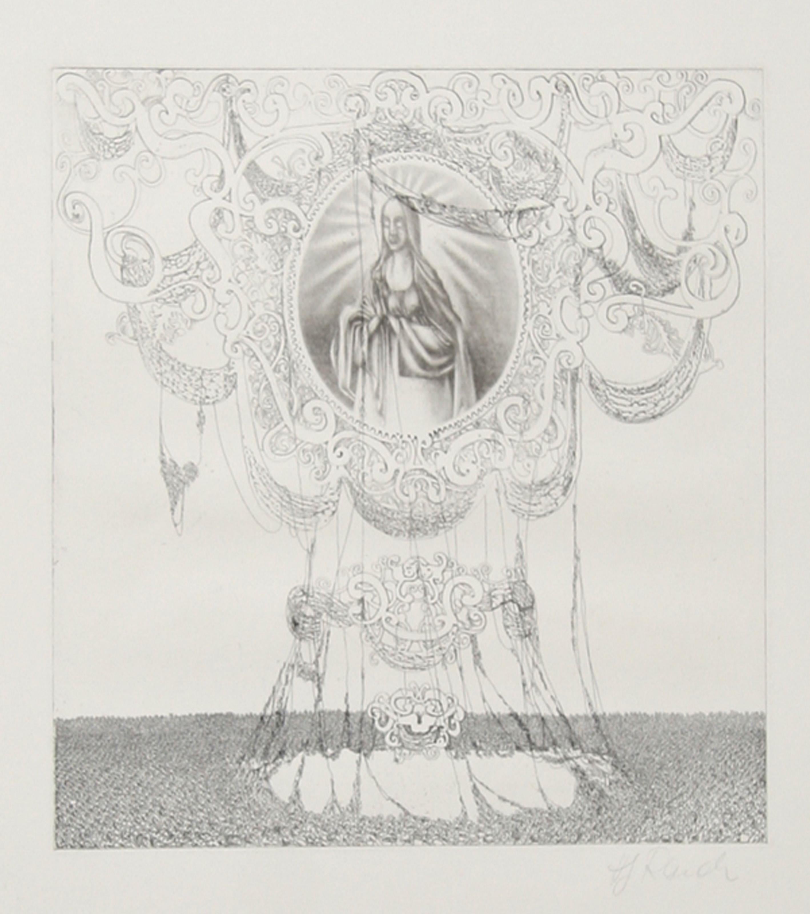 Madonna Shrine, Surrealist Aquatint Etching by Hans-Georg Rauch