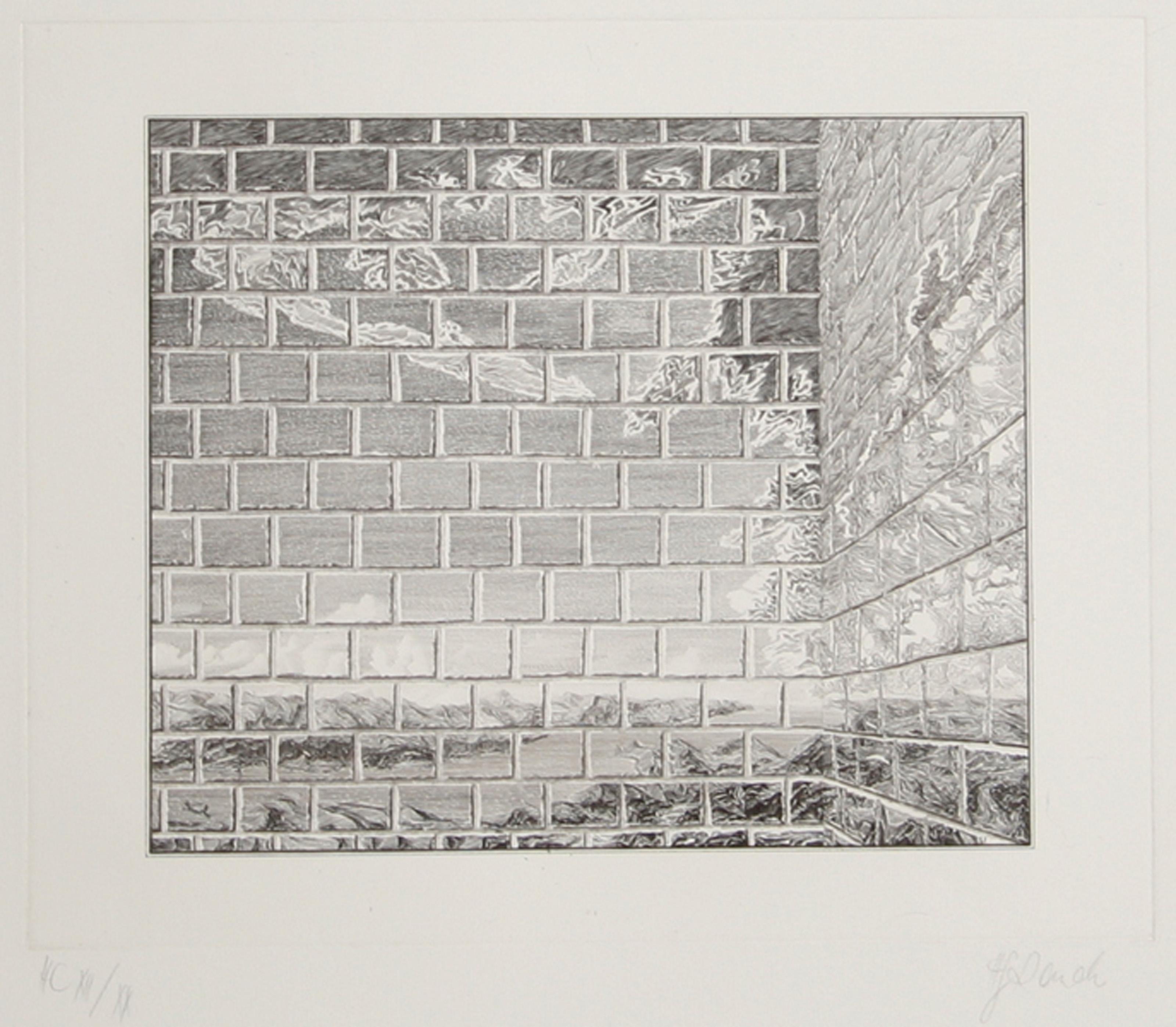Mauer, Surrealist Aquatint Etching by Hans-Georg Rauch
