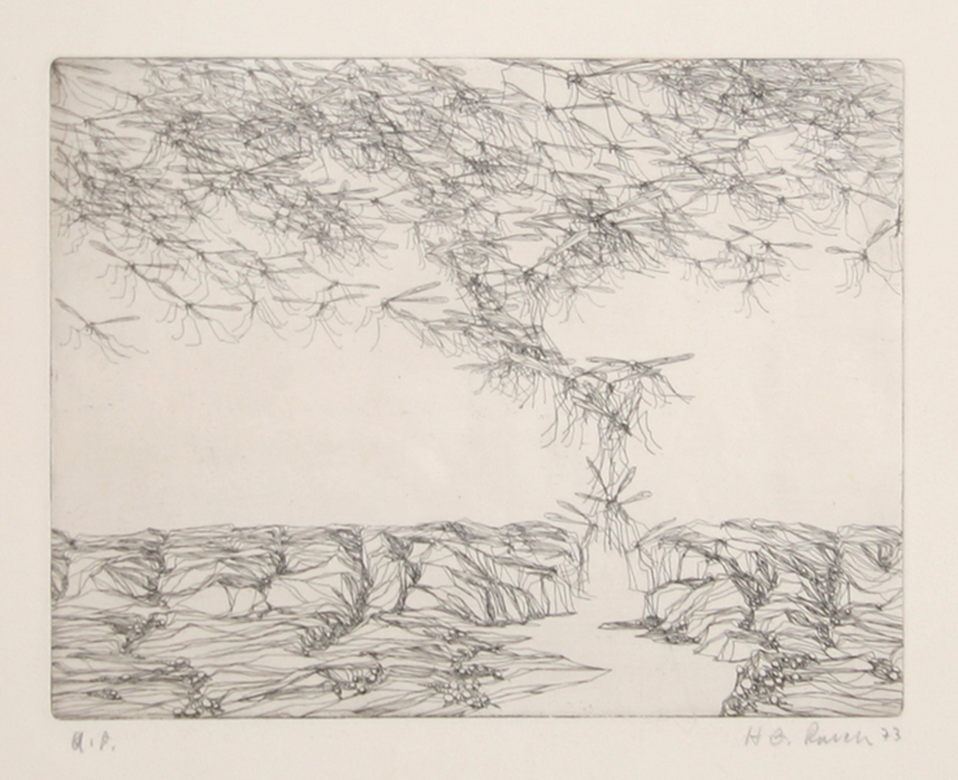 Untitled (1-A), Surrealist Aquatint Etching by Hans-Georg Rauch