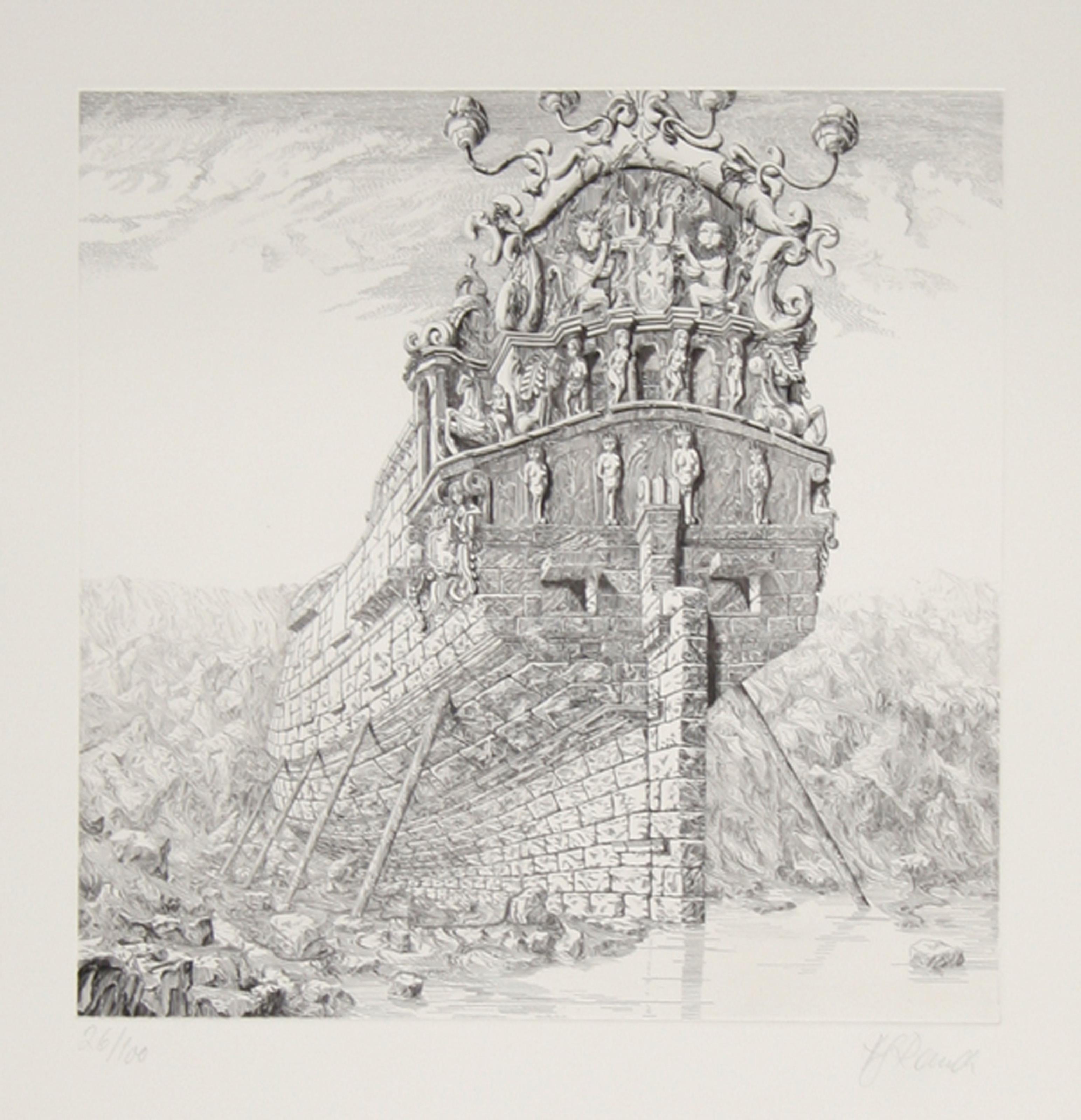 Untitled #1, Surrealist Aquatint Etching by Hans-Georg Rauch