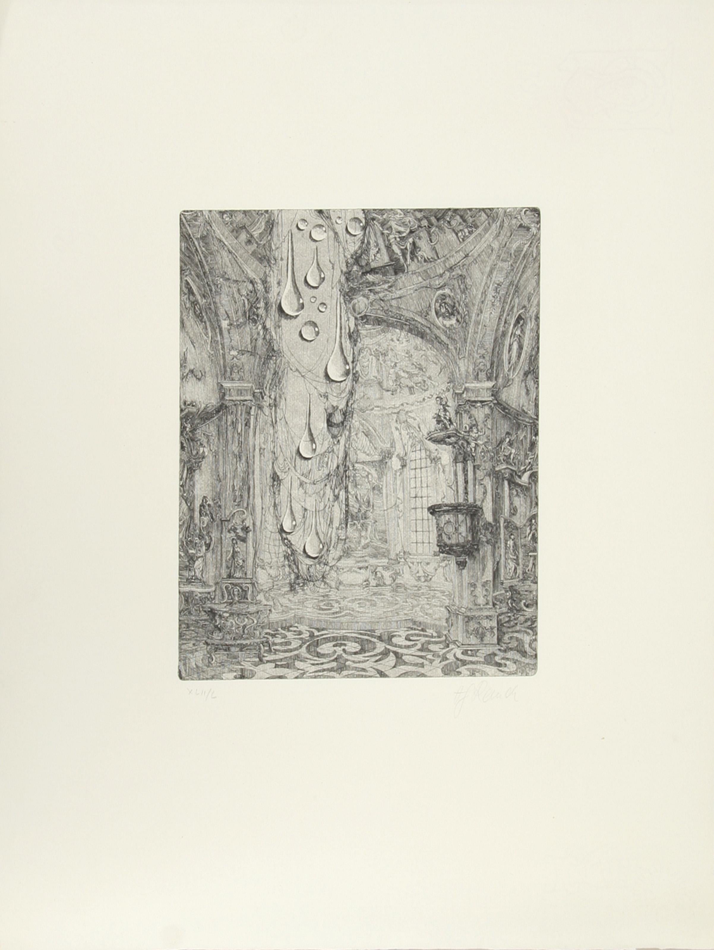 Hans Georg RAUCH Landscape Print - untitled 1, Surrealist Etching by Hans-Georg Rauch