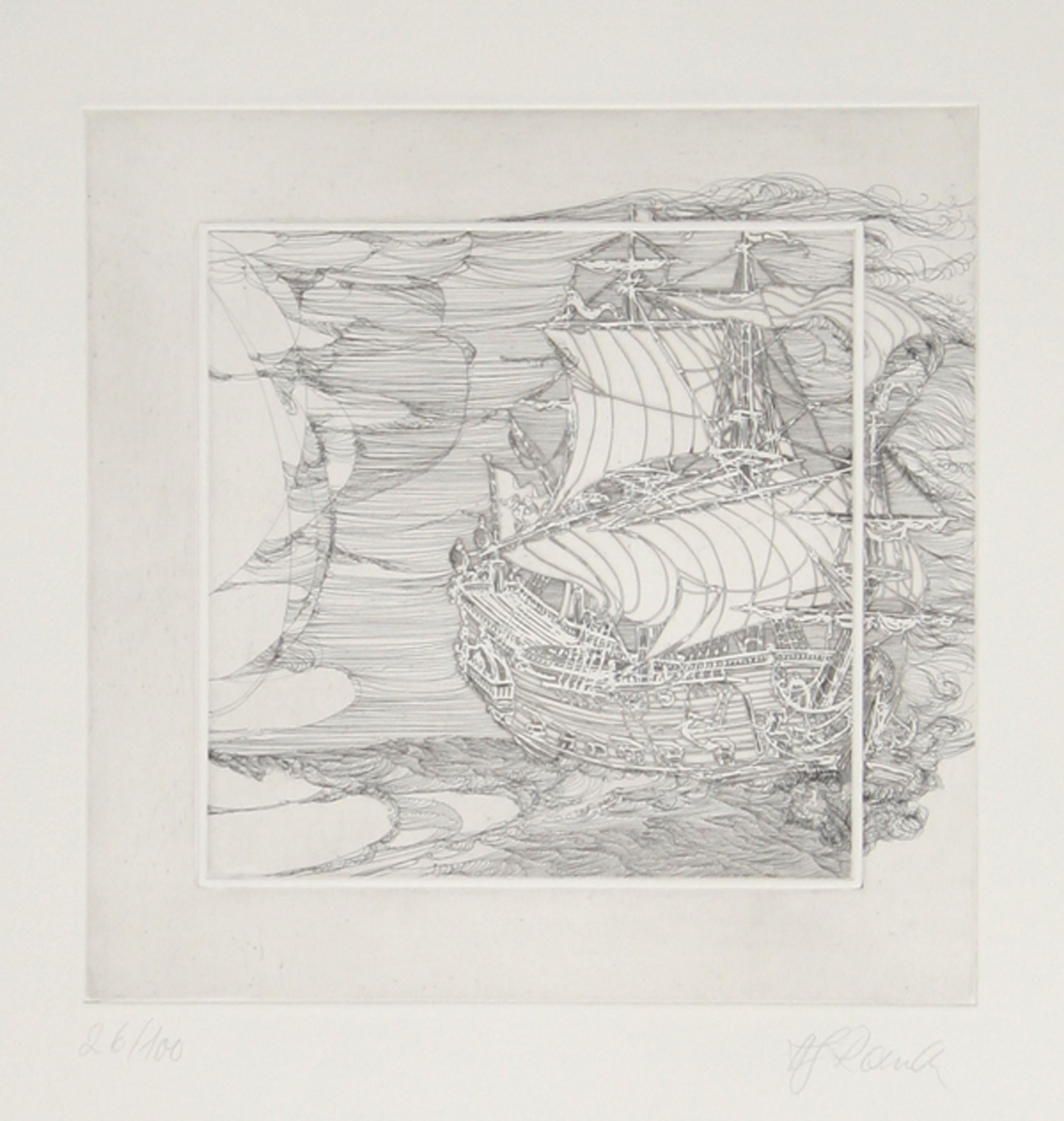Hans Georg RAUCH Landscape Print - Untitled #2, Surrealist Aquatint Etching by Hans-Georg Rauch