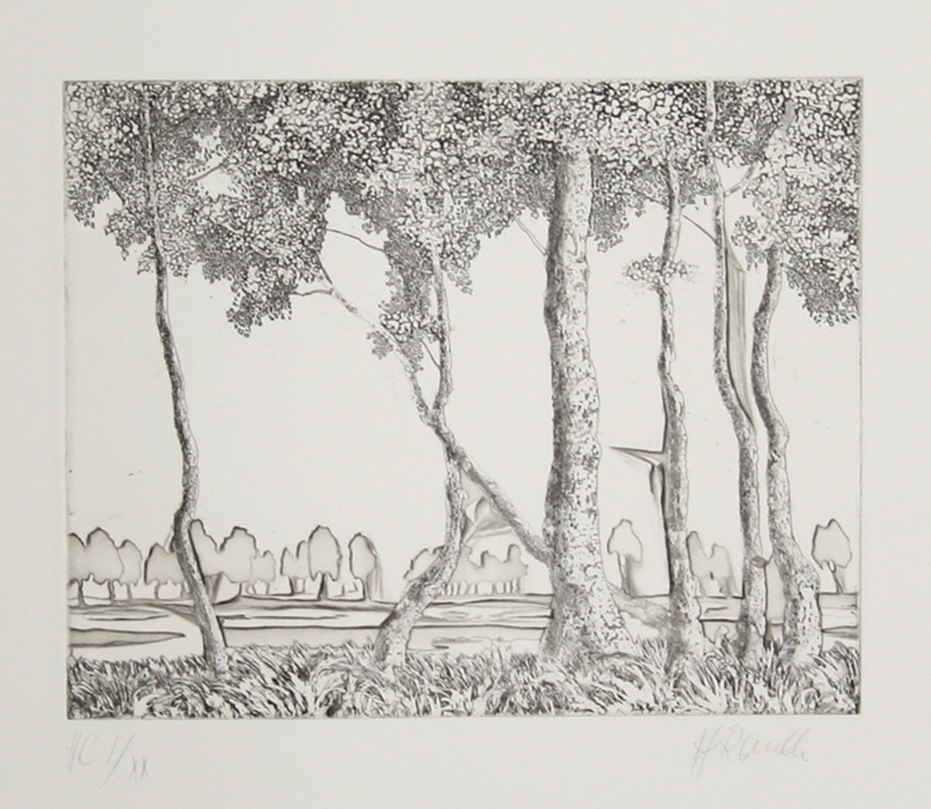 Untitled - 55, Surrealist Aquatint Etching by Hans-Georg Rauch
