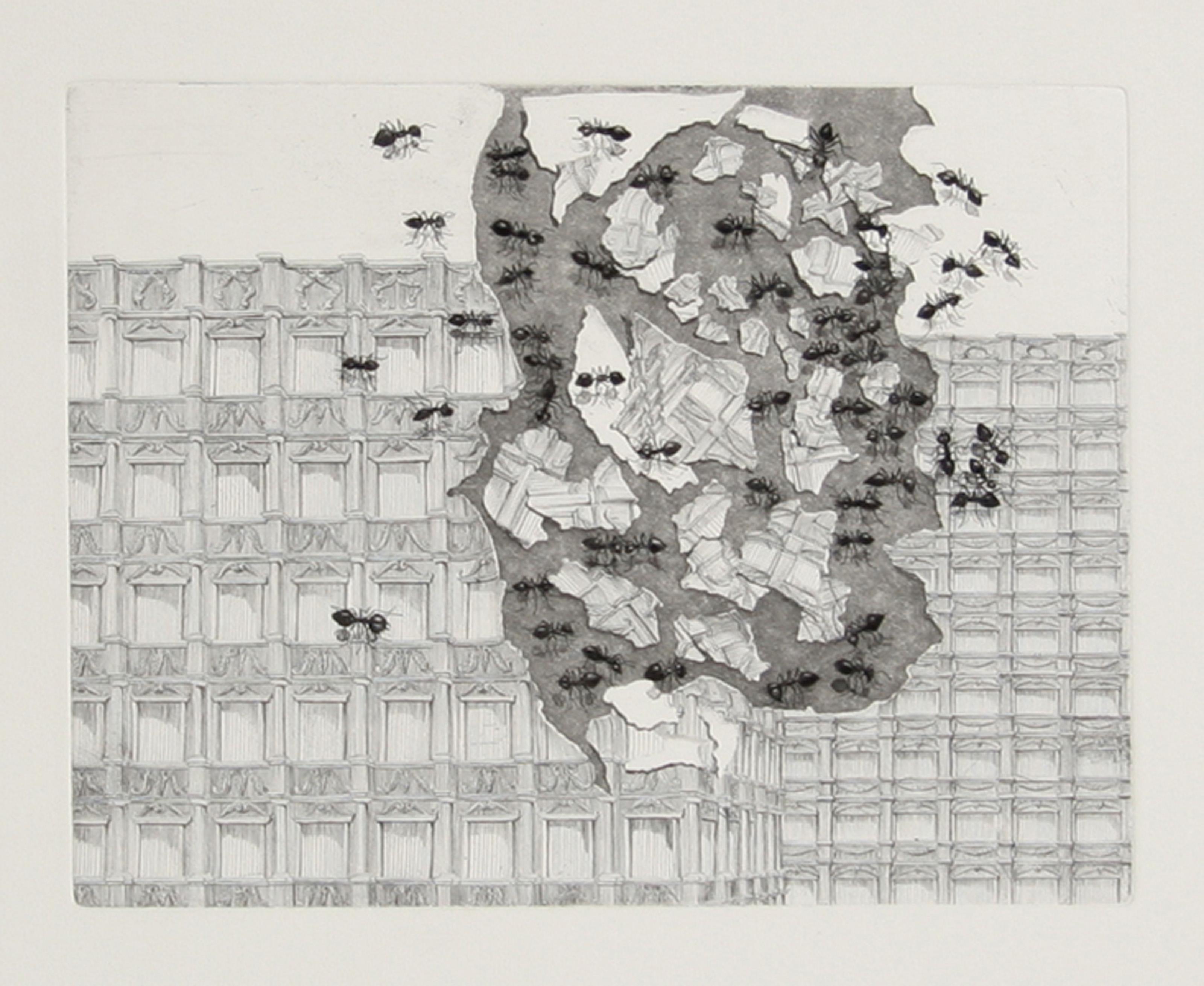 Untitled - Ants, Surrealist Aquatint Etching by Hans-Georg Rauch