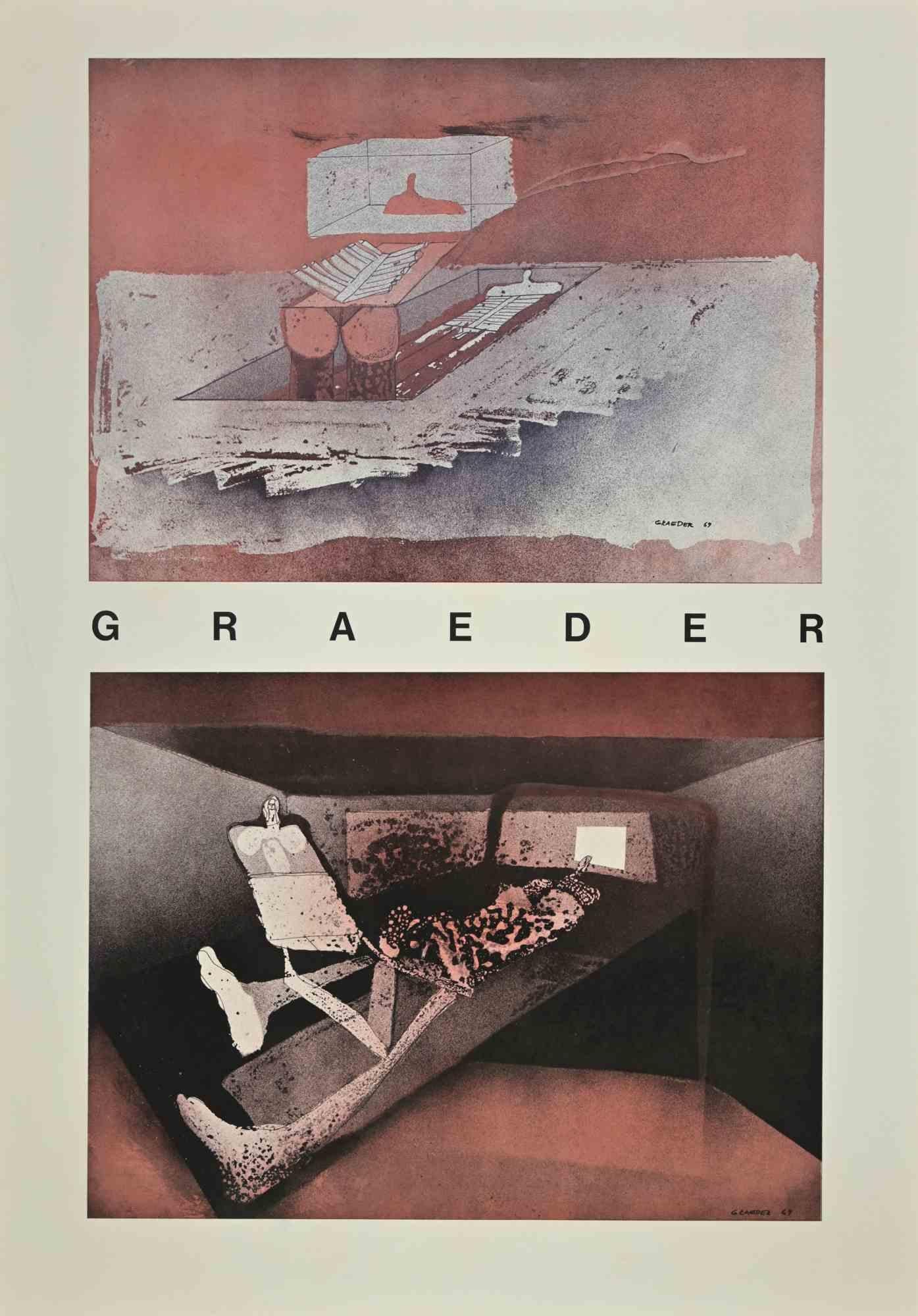 Untitled ist ein Kunstwerk, das Hans Graeder (Mannheim, 1919 - Mannheim, 1998) 1969 realisiert hat.

Lithographie, signiert und datiert auf der Platte.

Guter Zustand.

Hans Graeder (Mannheim, 1919 - Mannheim, 1998) war ein Maler, Grafiker und