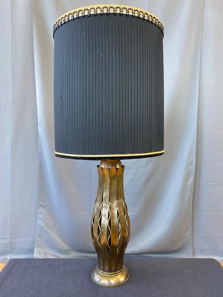 Hans Grag for Gump’s Hammered Copper and Brass Table Lamp, 1950s For