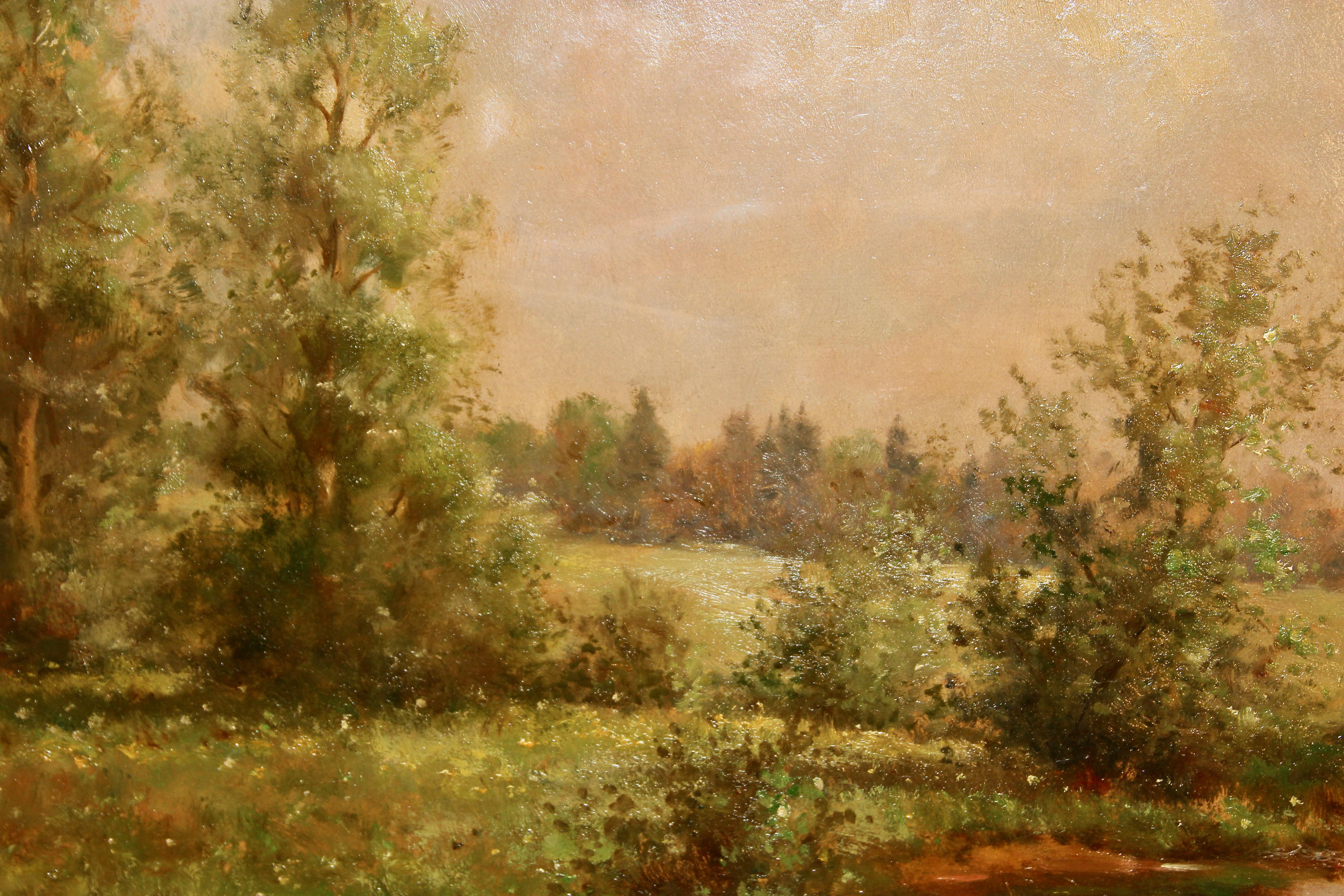 Antique Oil Painting by Hans Greinke, Atmospheric Landscape.  2
