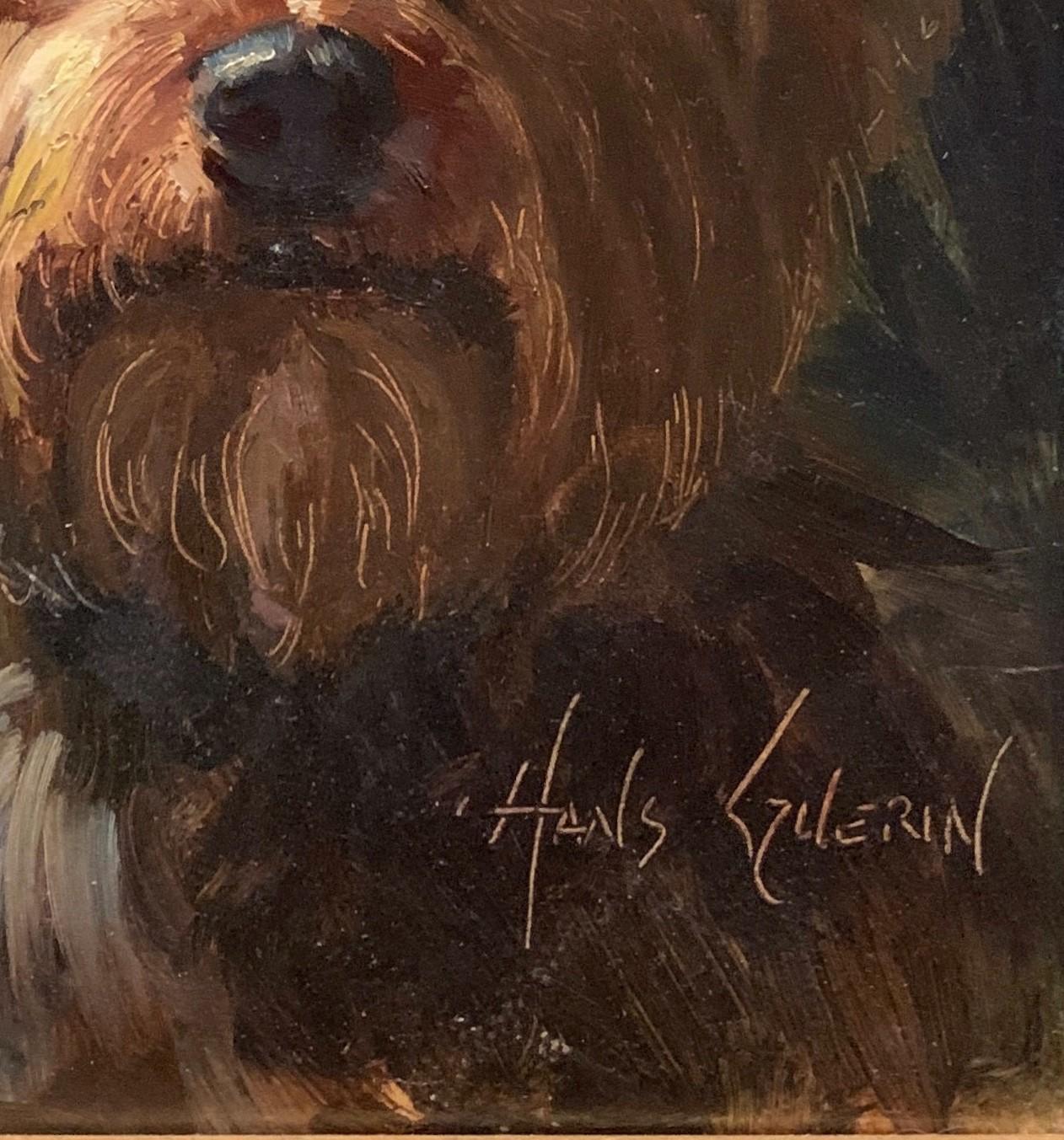 Terrier-Hundegemälde mit detaillierten Pinselstrichen in einem schönen, dramatischen Rahmen (Realismus), Painting, von Hans Guerin