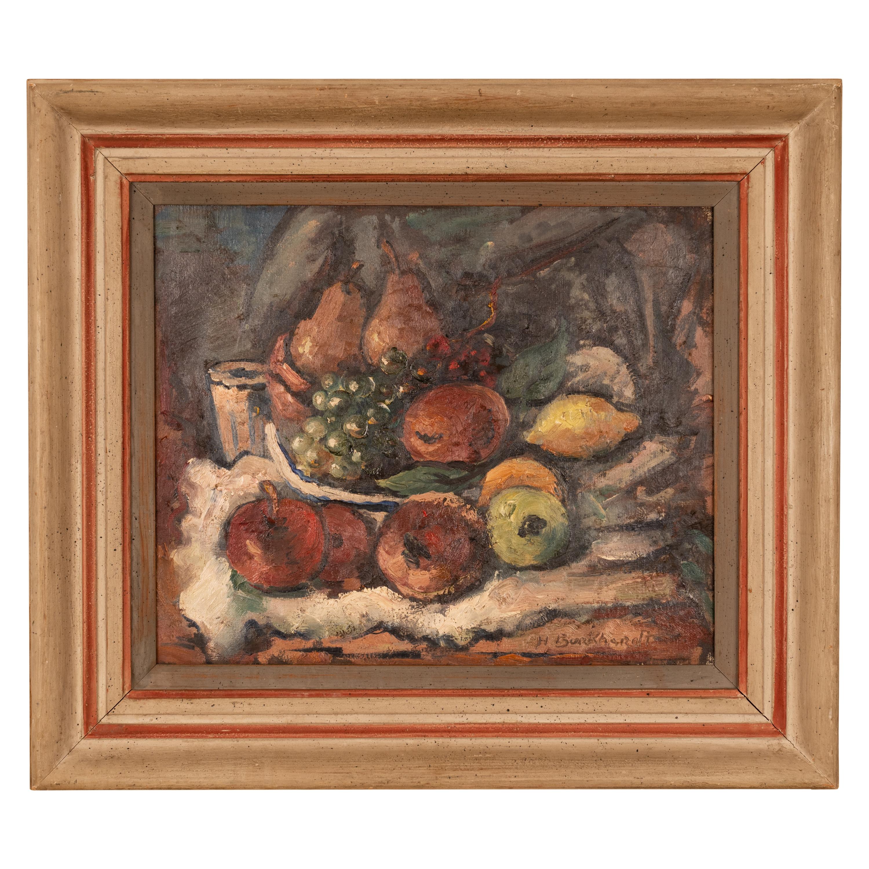 Espressionista astratto americano California Pittura su tela ad olio Natura morta 1937 - Painting di Hans Gustav Burkhardt