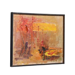 Hans Gustav Burkhardt, pintura al óleo abstracta original firmada, de mediados de siglo, 1969