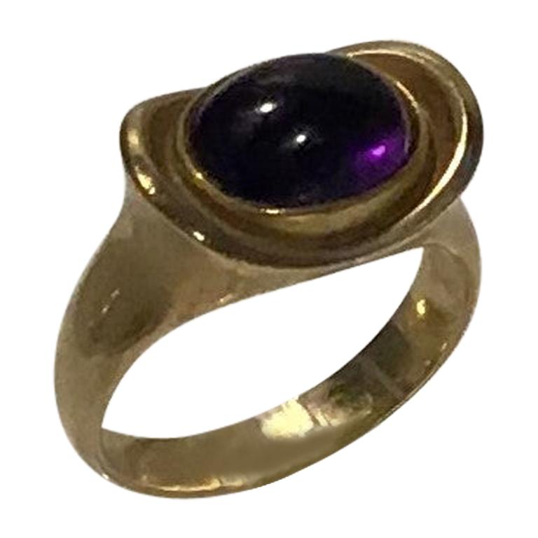 Hans Hansen 14 Carat Gold Ring with Amethyst