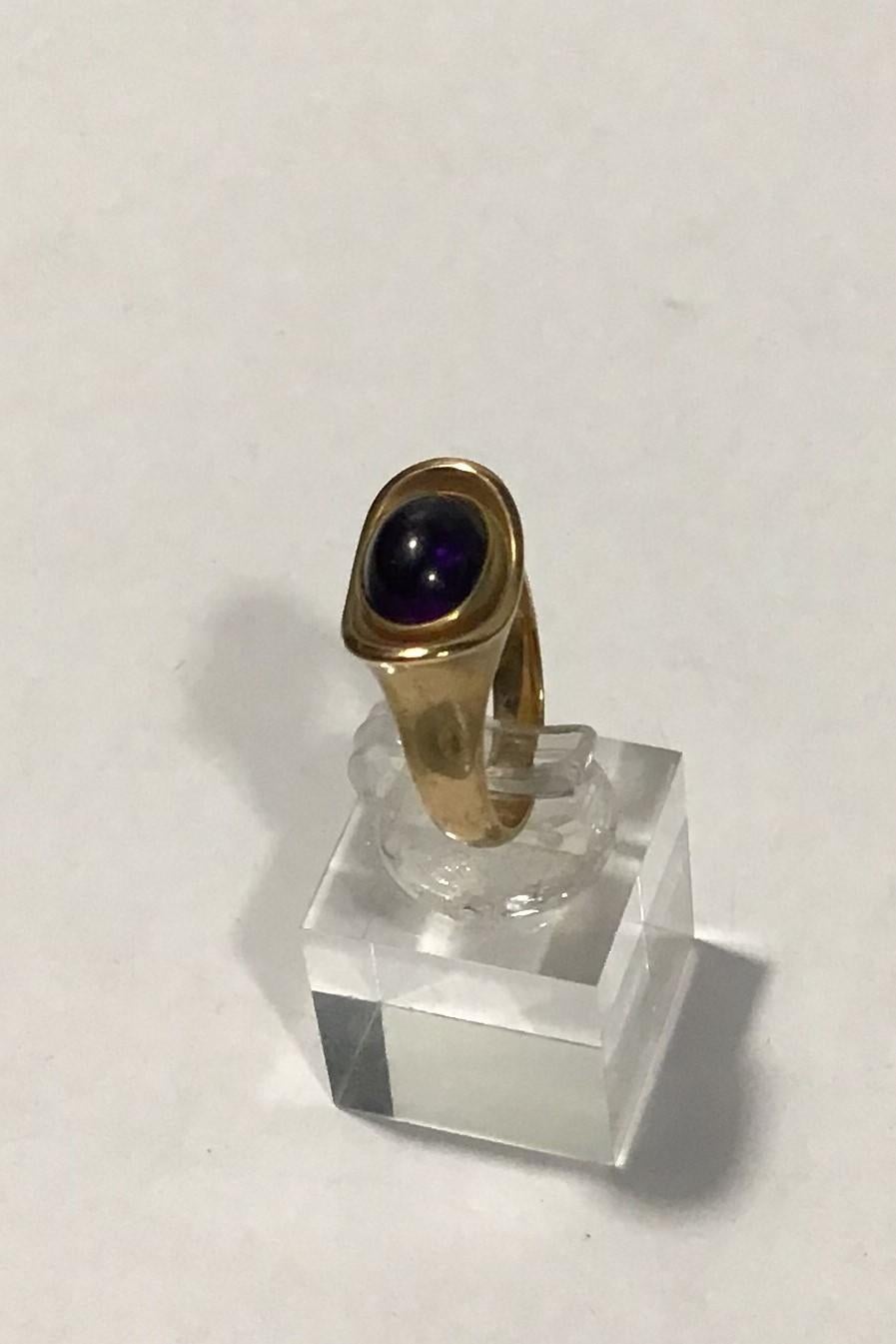 Hans Hansen 14 ct Gold Ring with Amethyst 

Ring Size 53(US 6½) 
Weight 8.4 gr/0.27 oz