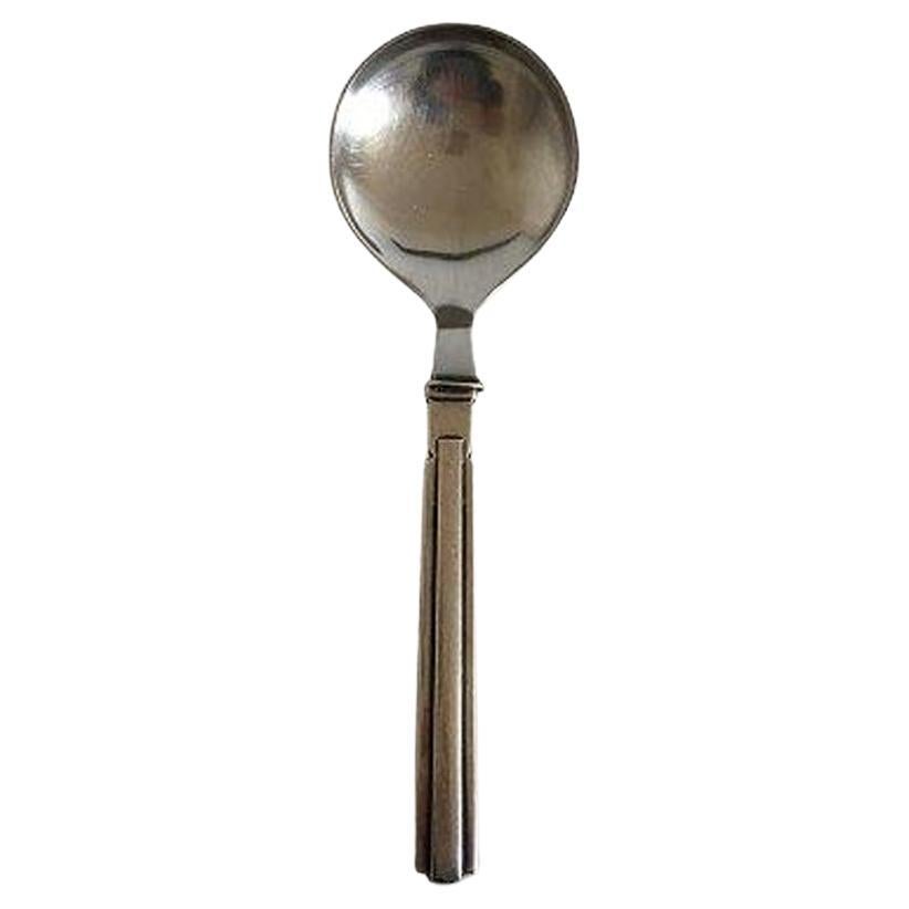 Hans Hansen Arvesølv No 18 Sterling Silver and Steel Serving Spoon For Sale