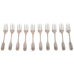 Hans Hansen Cutlery Susanne Pastry Fork in Sterling Silver, 10 Pieces