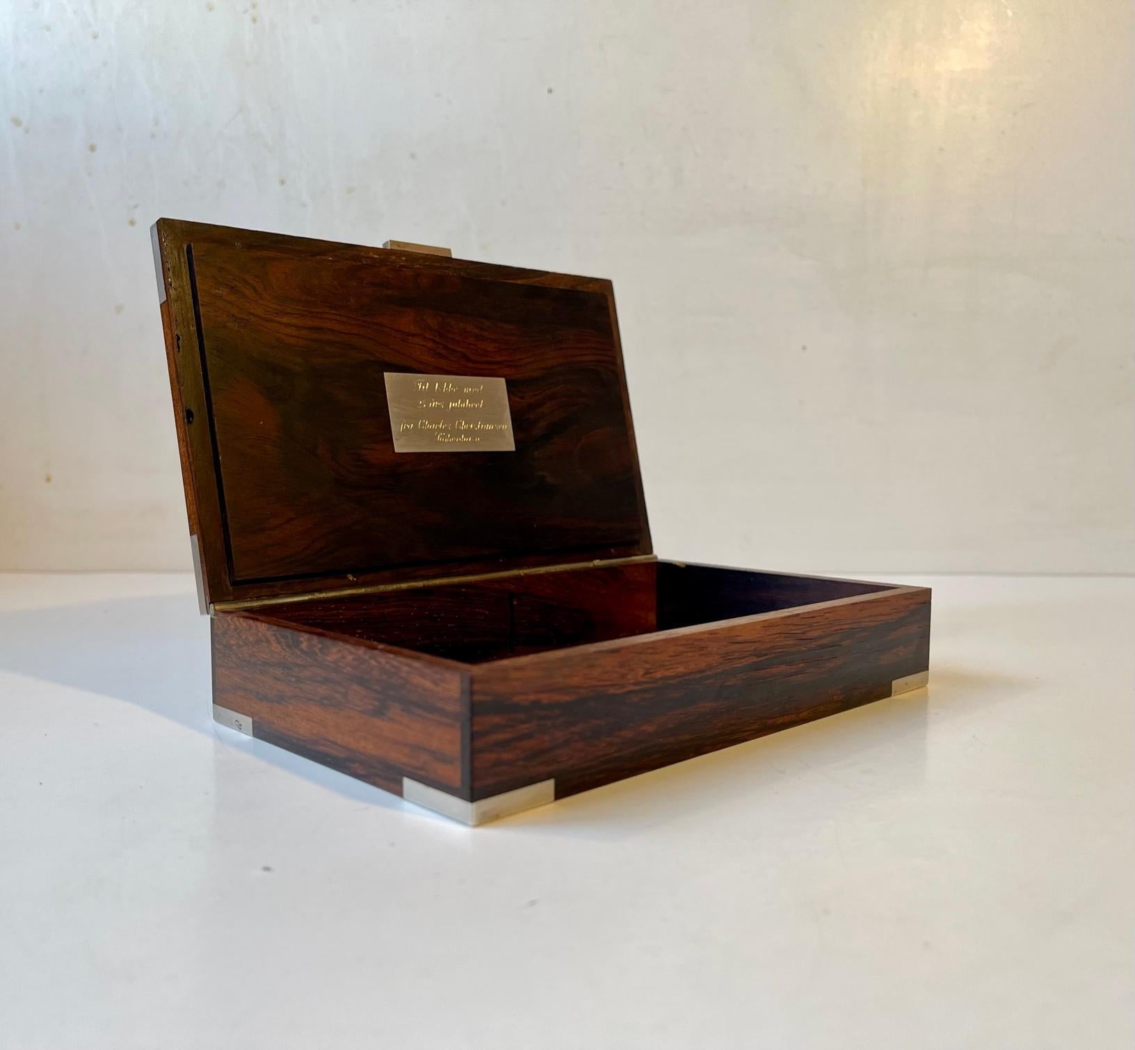 Hans Hansen Danish Modern Cigar Box in Rosewood and Sterling Silver, 1950s For Sale 5