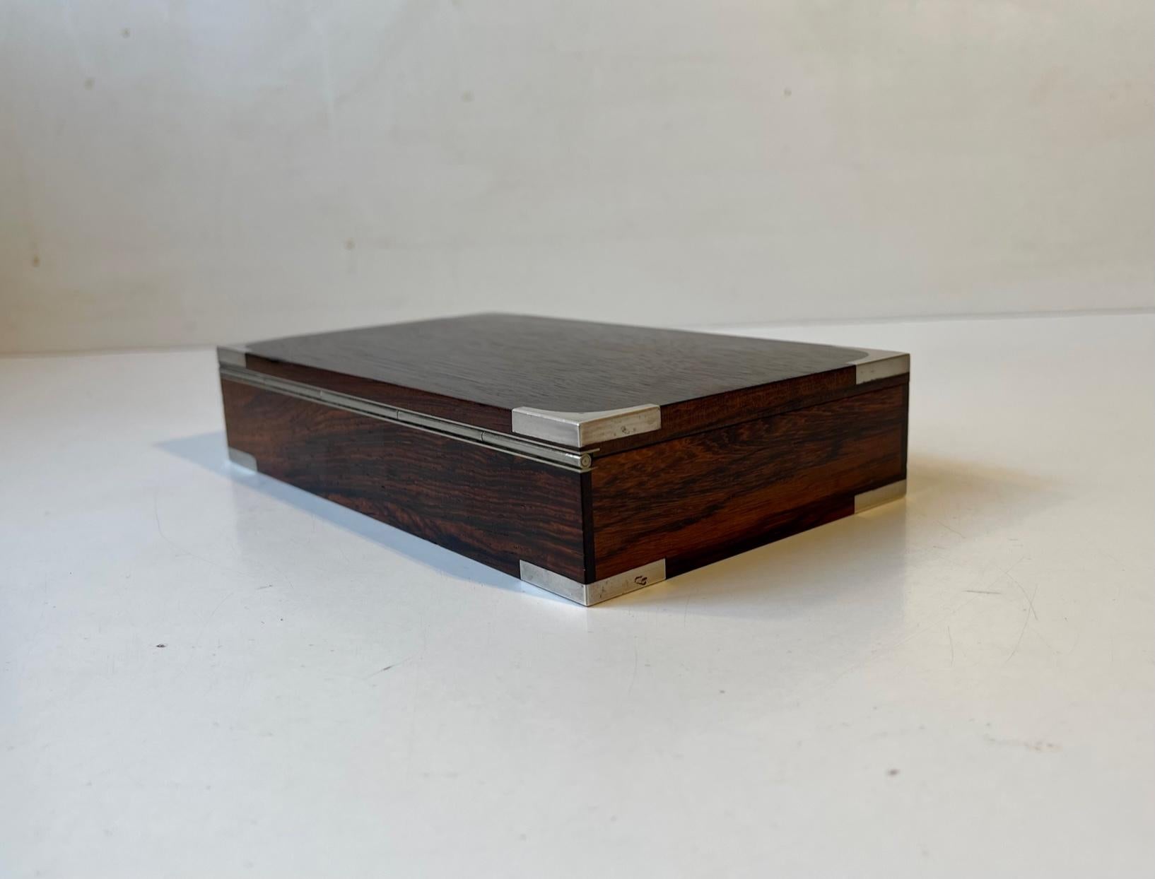 Hans Hansen Danish Modern Cigar Box in Rosewood and Sterling Silver, 1950s For Sale 4