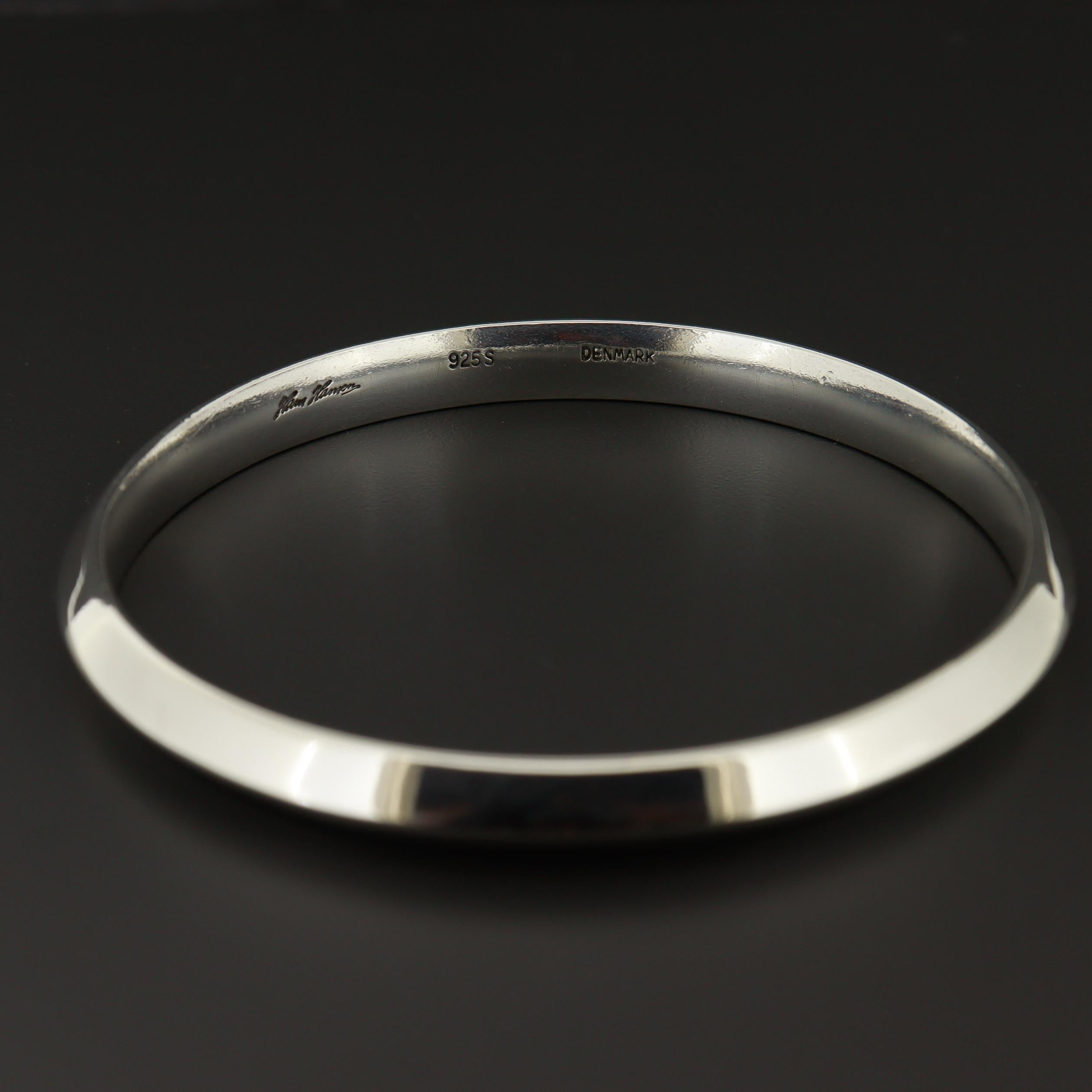 Hans Hansen Bracciale moderno danese in argento smussato con braccialetto in vendita 4