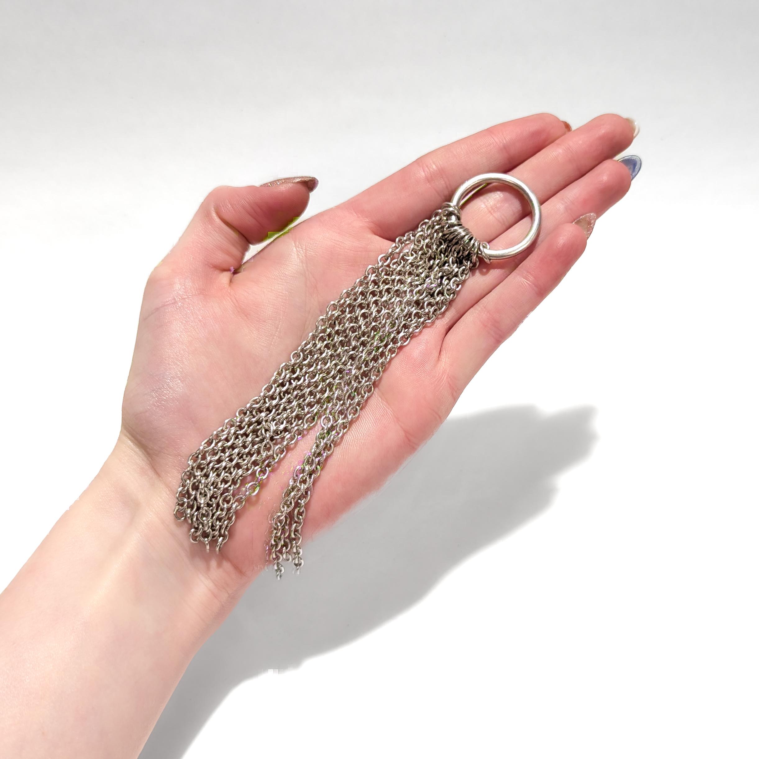 Hans Hansen Danish Modernist Sterling Silver Mesh Necklace Pendant For Sale 6