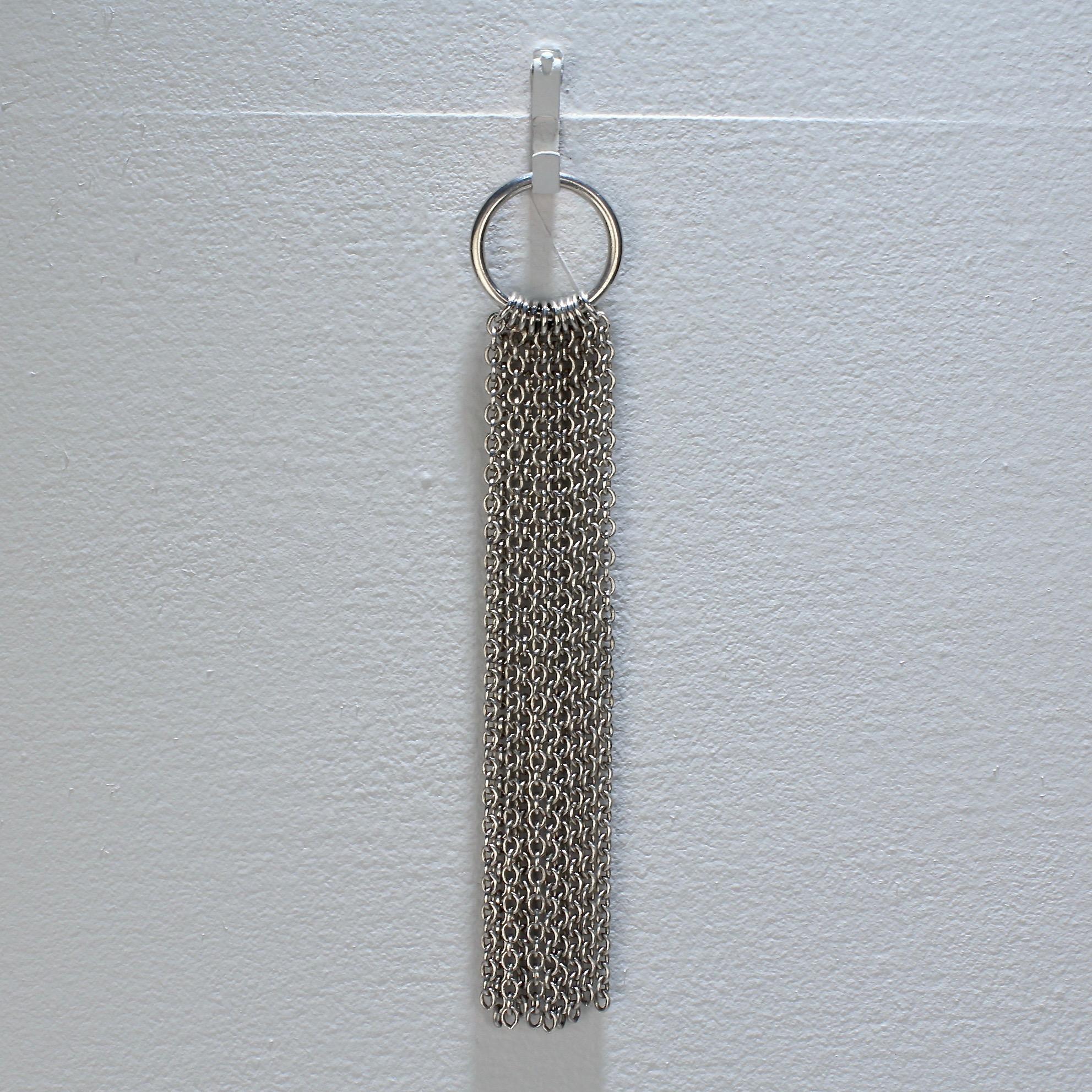 Hans Hansen Danish Modernist Sterling Silver Mesh Necklace Pendant In Good Condition For Sale In Philadelphia, PA