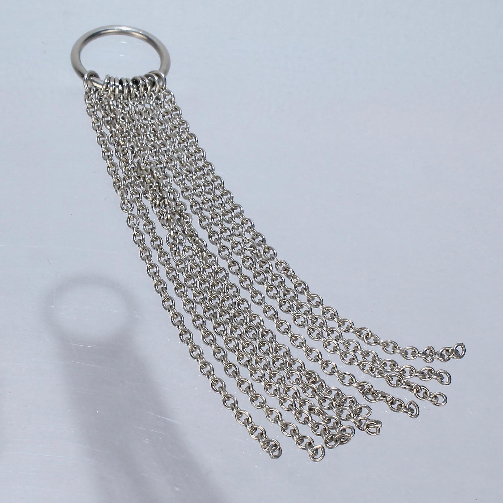 Women's Hans Hansen Danish Modernist Sterling Silver Mesh Necklace Pendant For Sale