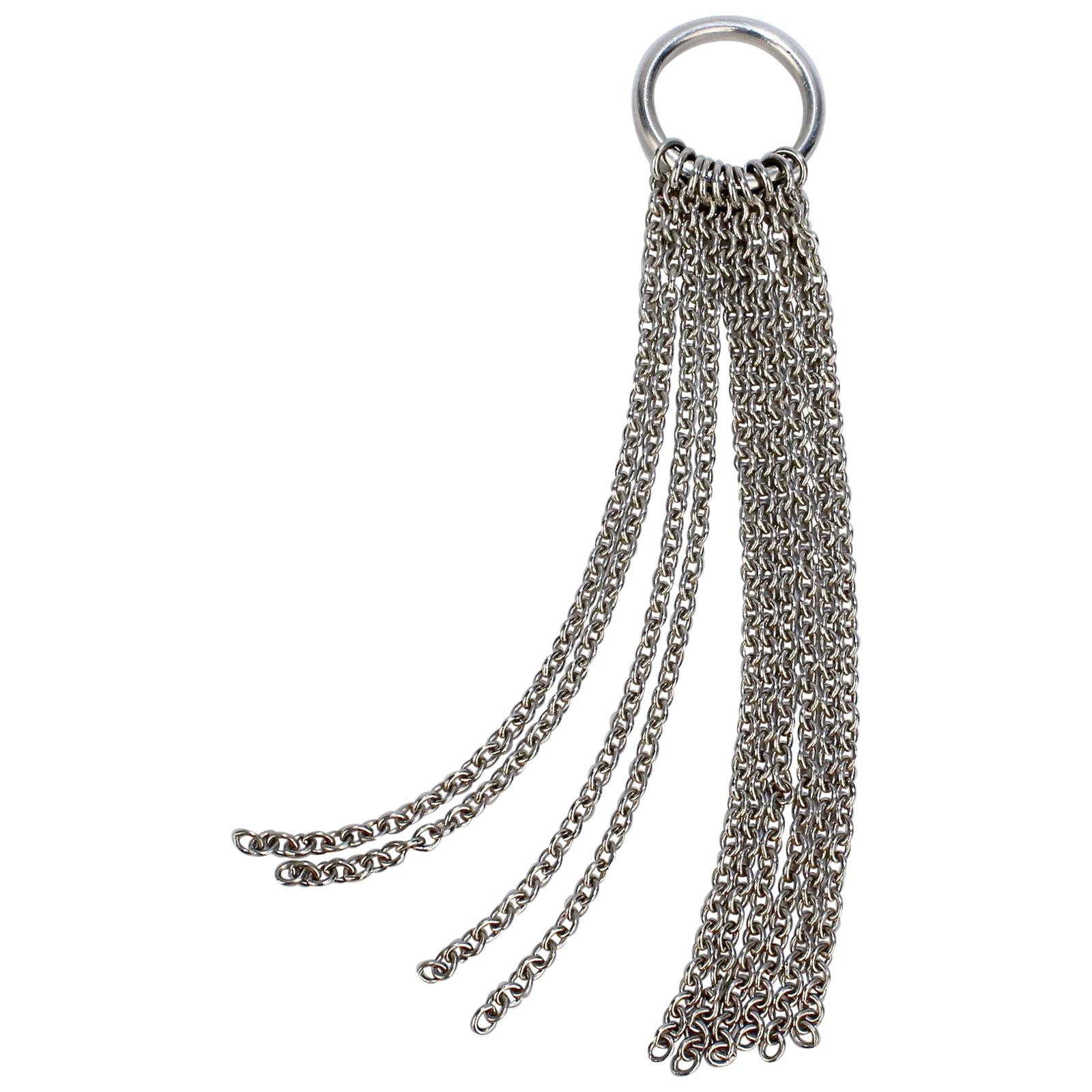 Hans Hansen Danish Modernist Sterling Silver Mesh Necklace Pendant For Sale