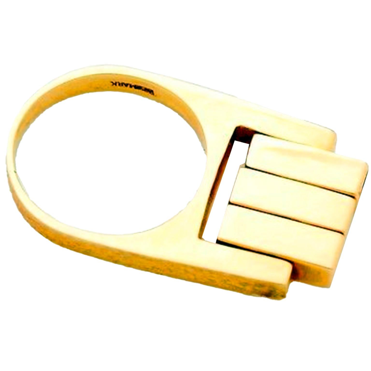 Hans Hansen Dänemark 1970er Jahre Modernist 14k Gold Kinetic Movable Parts Ring 2