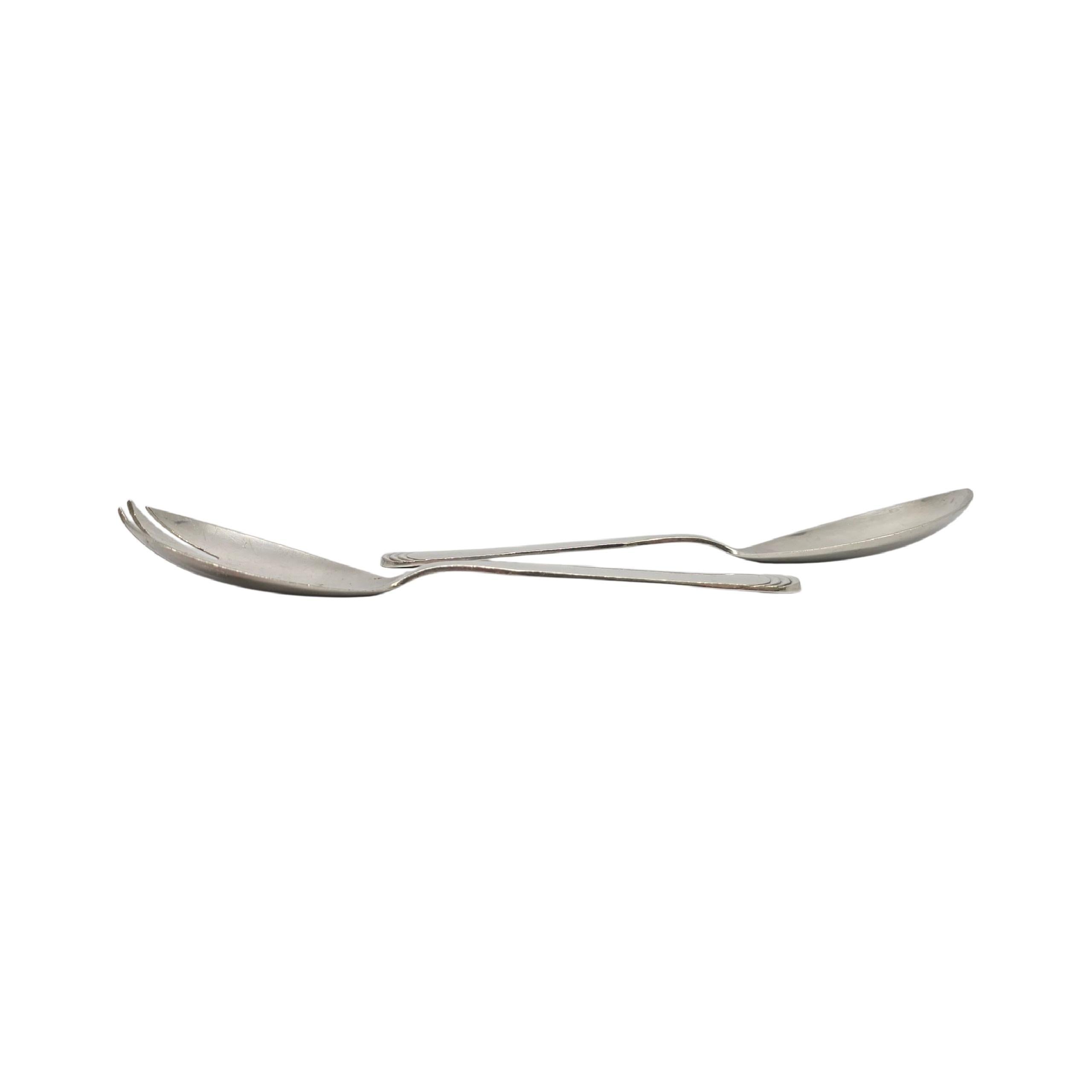 Set de service fourchette et cuillère à salade en argent Sterling Denmark #23227 Bon état - En vente à Washington Depot, CT