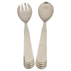 Set de service fourchette et cuillère à salade en argent Sterling Denmark #23227