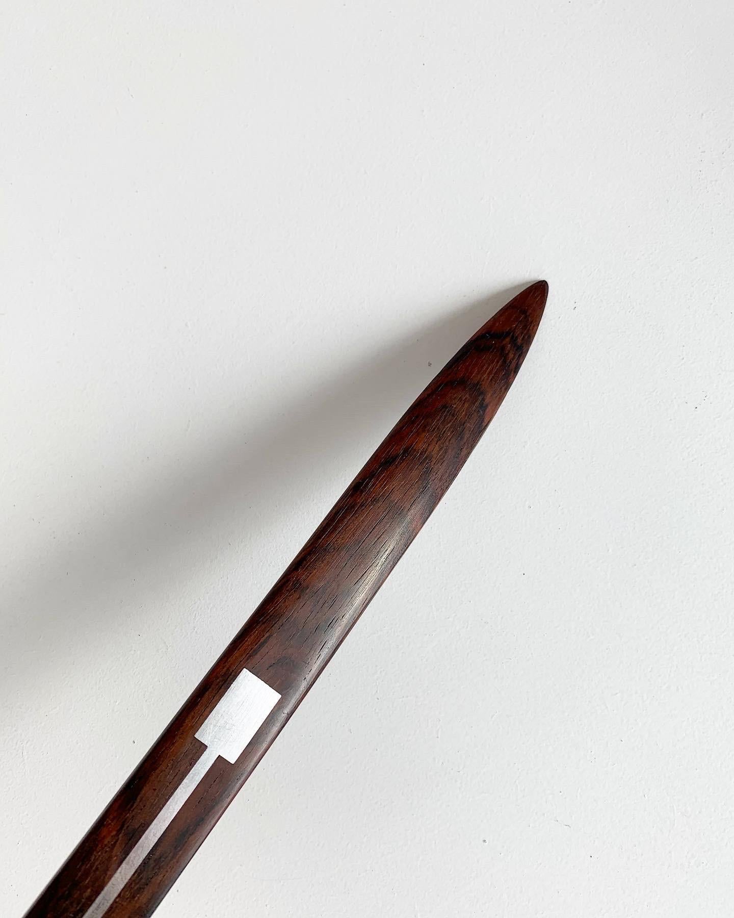 Hans Hansen Desk Set Paperknife Ink Roller & Pen Rest Rosewood Silver Inlays 60s 8