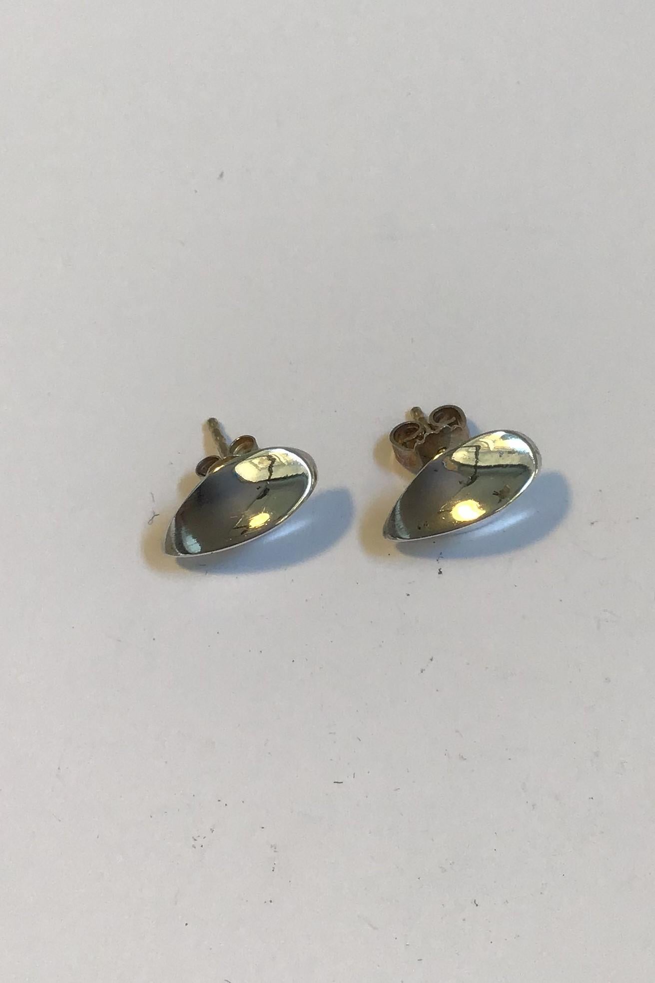 Hans Hansen/Georg Jensen Sterling Silver Ear Rings(Studs) Measures 1.4 cm x 0.8 cm(0.55 in x 0.31 in) Combined weight 3.9 gr/0.13 oz