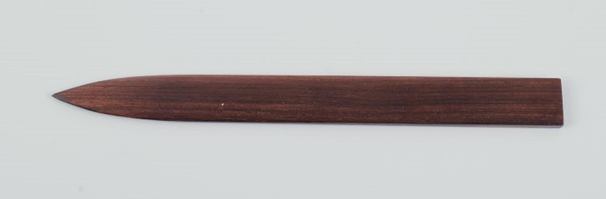 Scandinavian Modern Hans Hansen, Letter Knife in Rosewood with Silver Inlay, 1960s For Sale