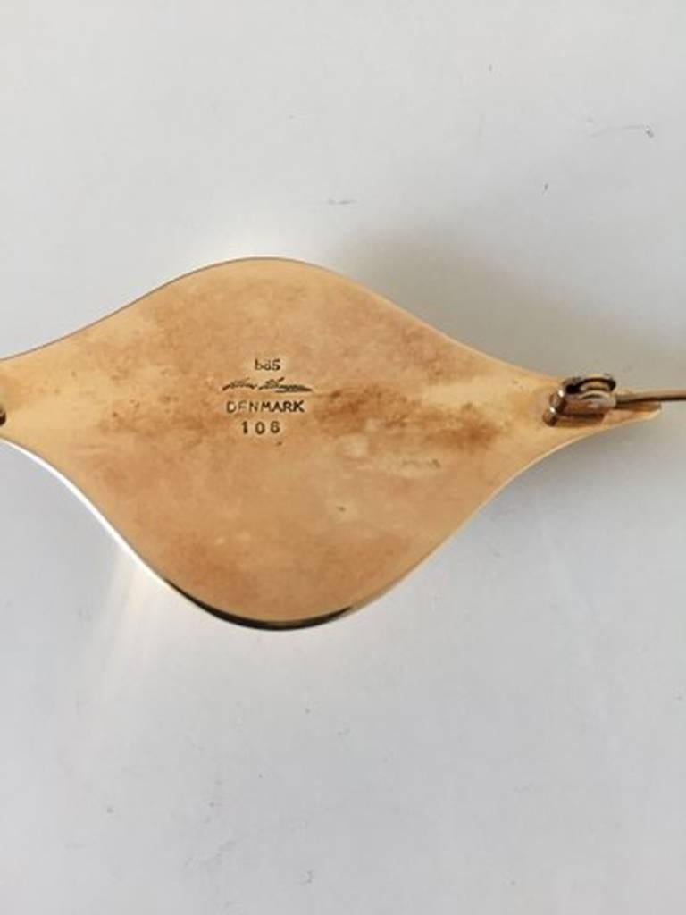 Women's or Men's Hans Hansen Modern Brooch in 18 Carat Gold No 106 For Sale