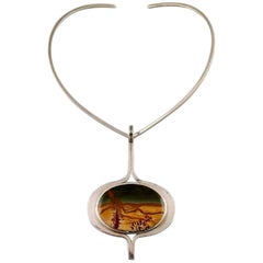 Hans Hansen Necklace with Pendant, Sterling Silver