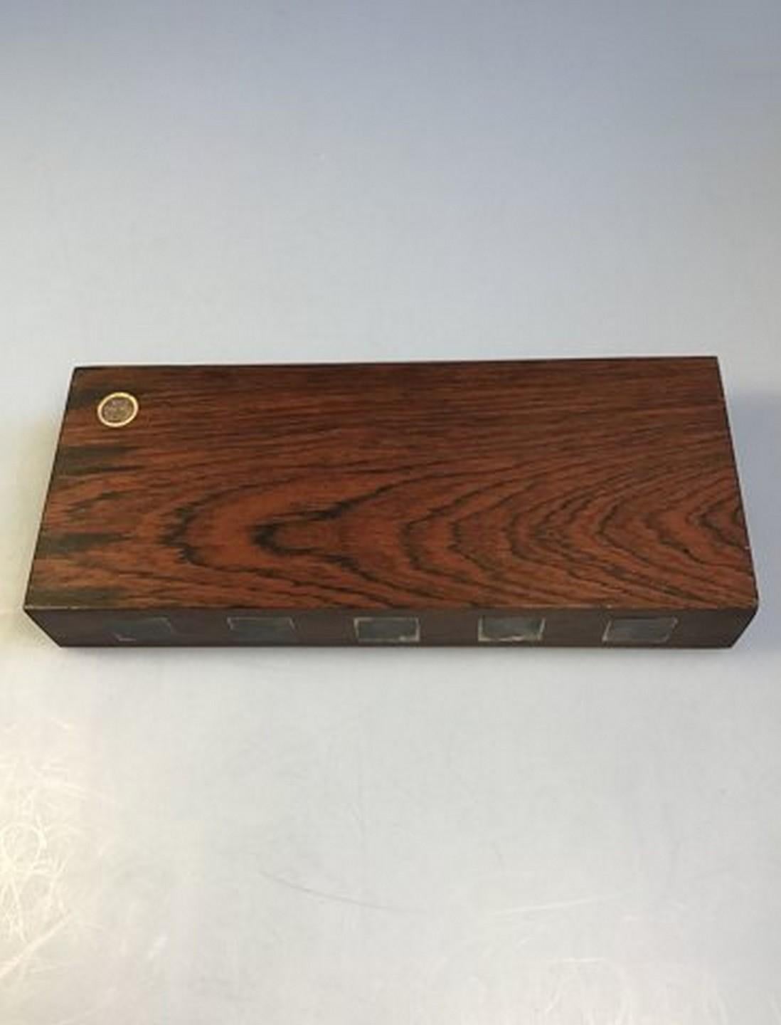 Mid-Century Modern Hans Hansen Pentray Rosewood with Silver Inlay For Sale