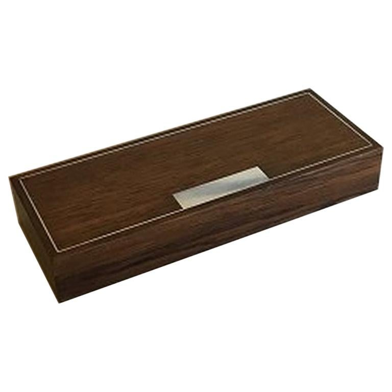Huge Hans Hansen Rosewood Box with Sterling Silver Inlay For Sale at ...