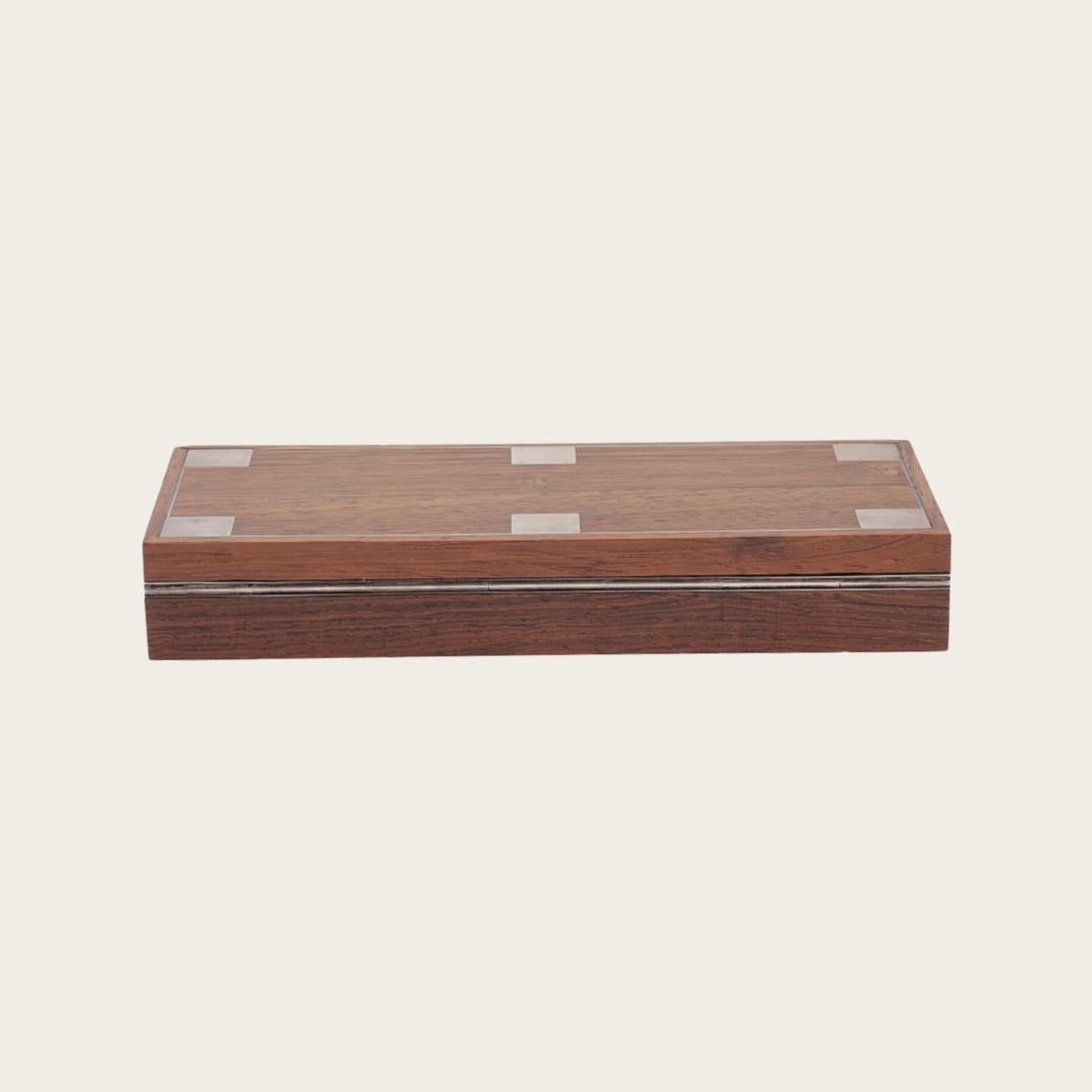 Hans Hansen Rosewood Box with Sterling Silver Inlay Bon état - En vente à Brooklyn, NY