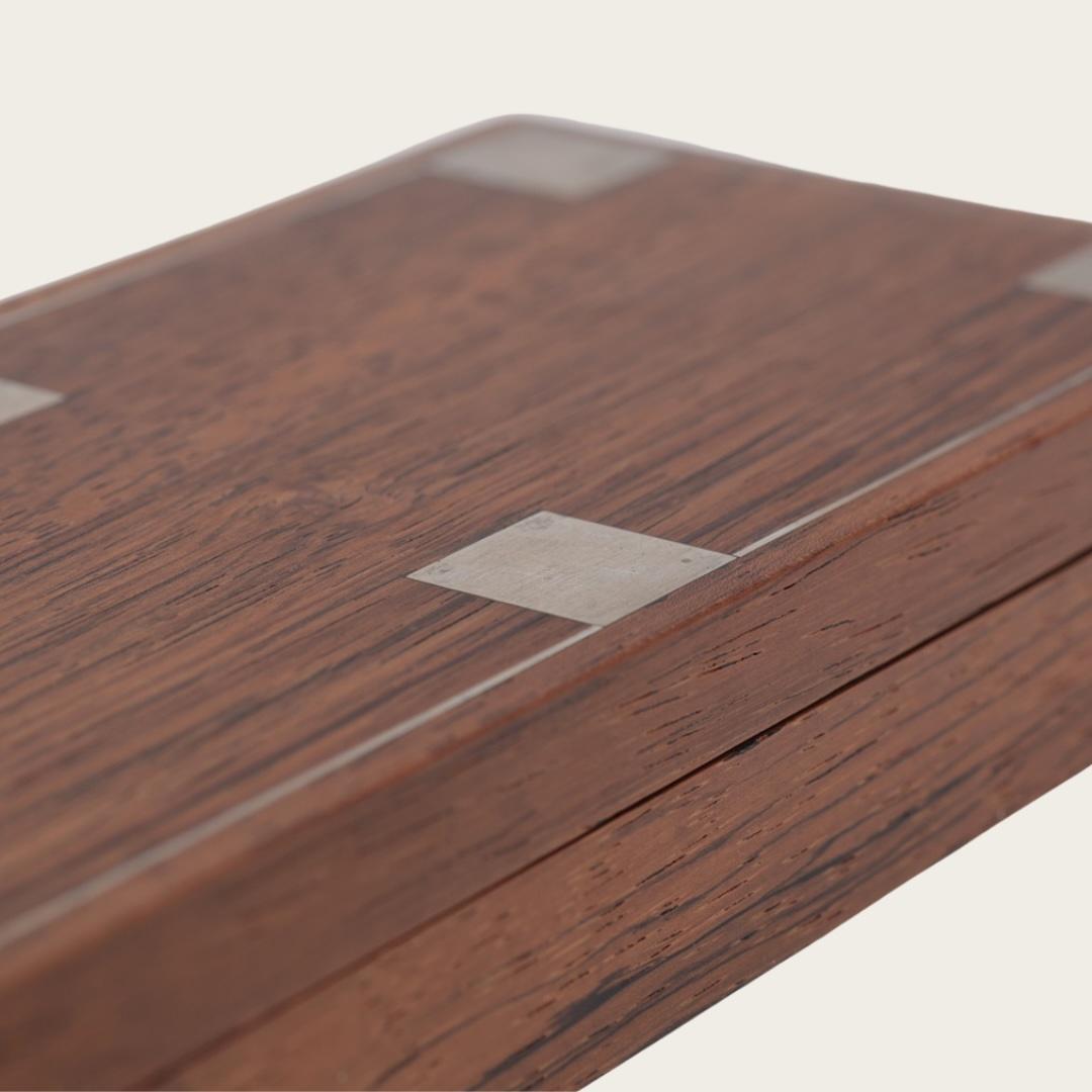 Milieu du XXe siècle Hans Hansen Rosewood Box with Sterling Silver Inlay en vente