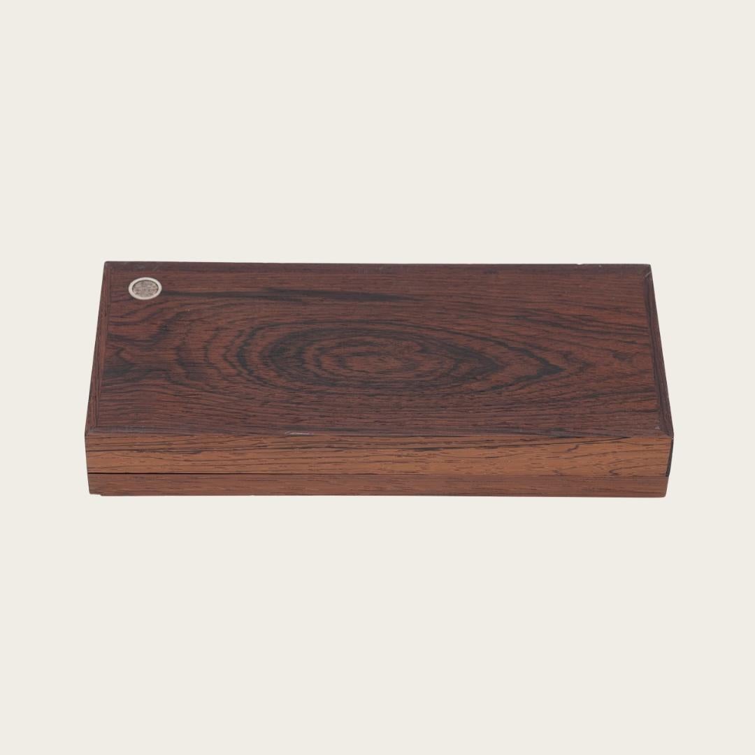 Argent sterling Hans Hansen Rosewood Box with Sterling Silver Inlay en vente